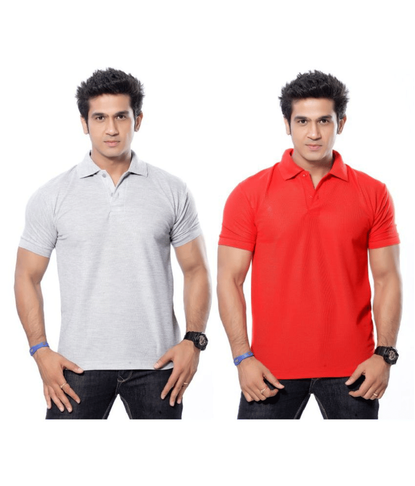     			SKYRISE Pack of 2 Cotton Blend Slim Fit Solid Half Sleeves Men's Polo T Shirt ( Multicolor )