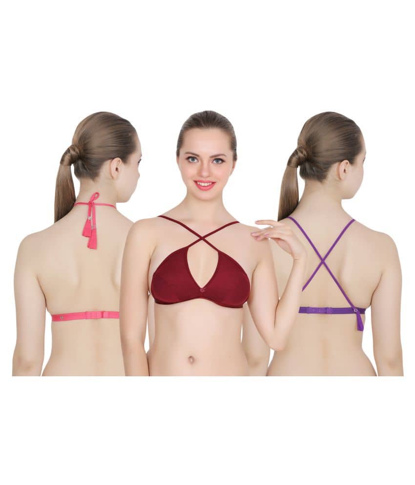 TCG Pack of 3 Cotton Non Padded Women's Convertable Bra ( Multi Color )