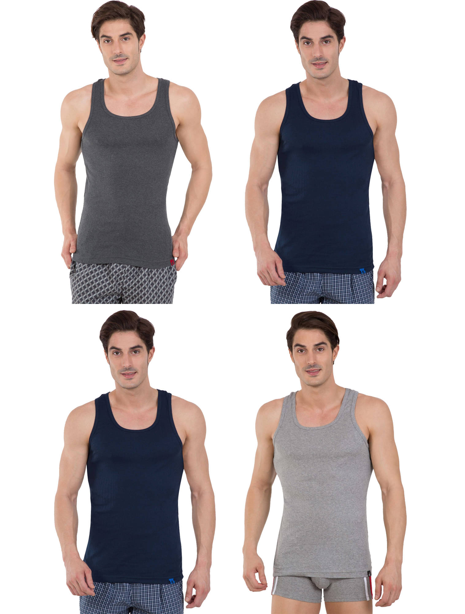 Jockey Multi Sleeveless Vests Pack of 4     			Jockey Multi Sleeveless Vests Pack of 4