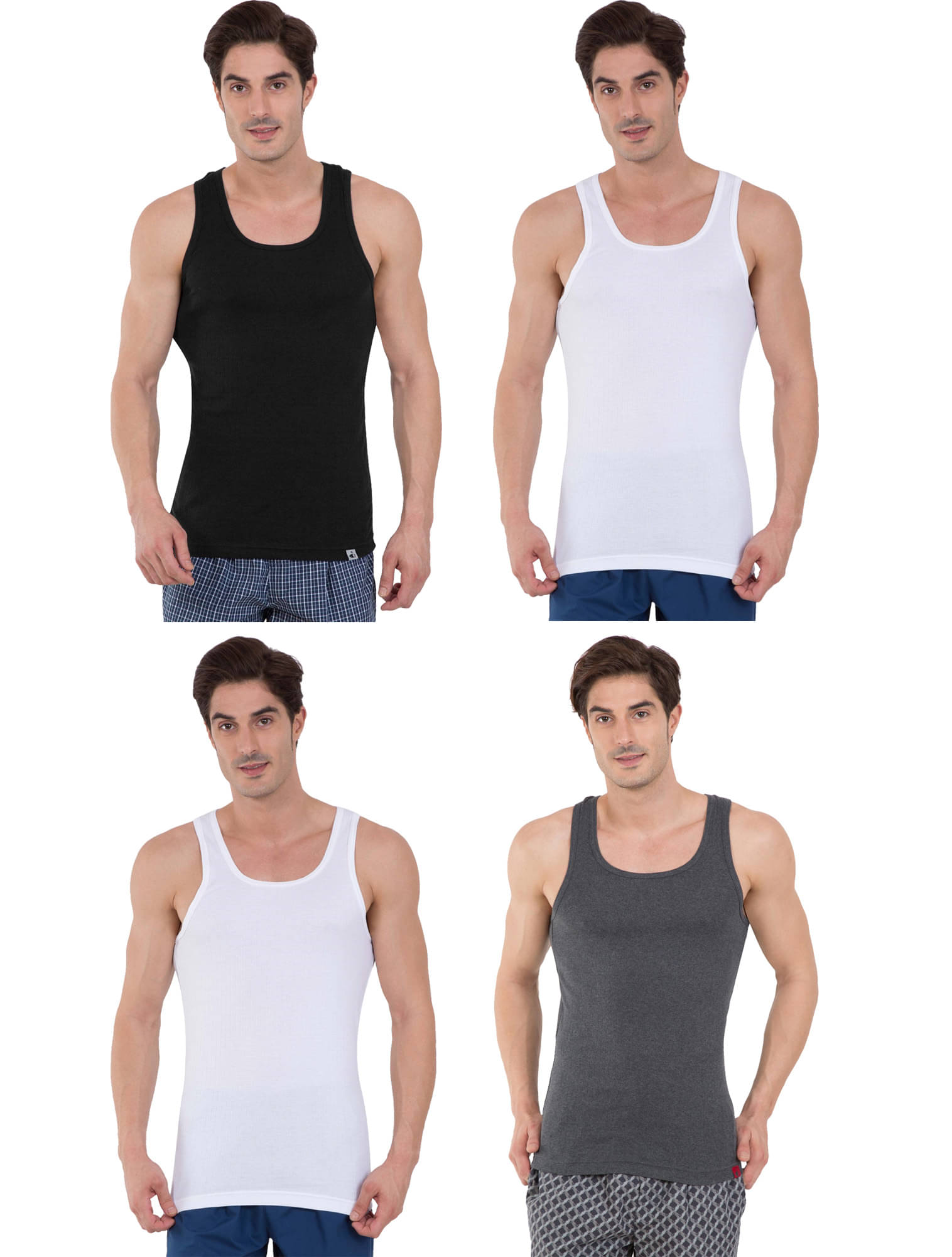 Jockey Multi Sleeveless Vests Pack of 4     			Jockey Multi Sleeveless Vests Pack of 4