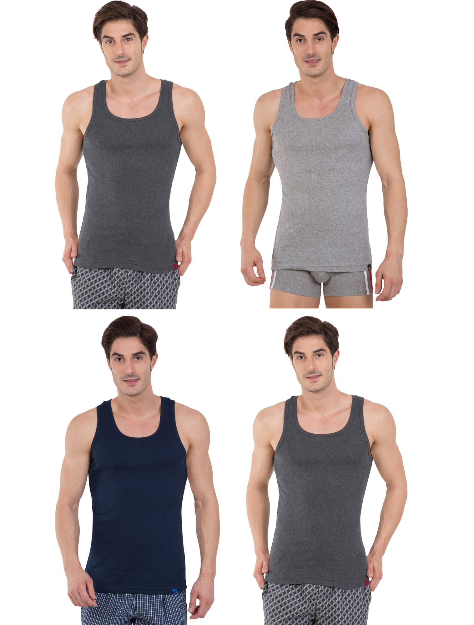 Jockey Multi Sleeveless Vests Pack of 4     			Jockey Multi Sleeveless Vests Pack of 4
