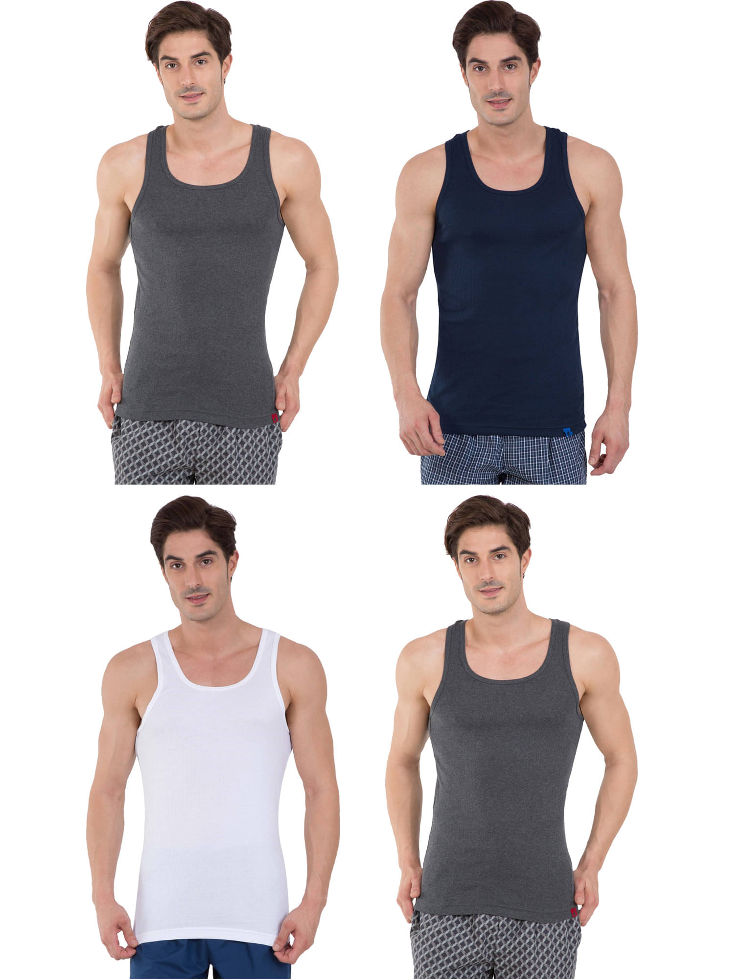 Jockey Multi Sleeveless Vests Pack of 4     			Jockey Multi Sleeveless Vests Pack of 4