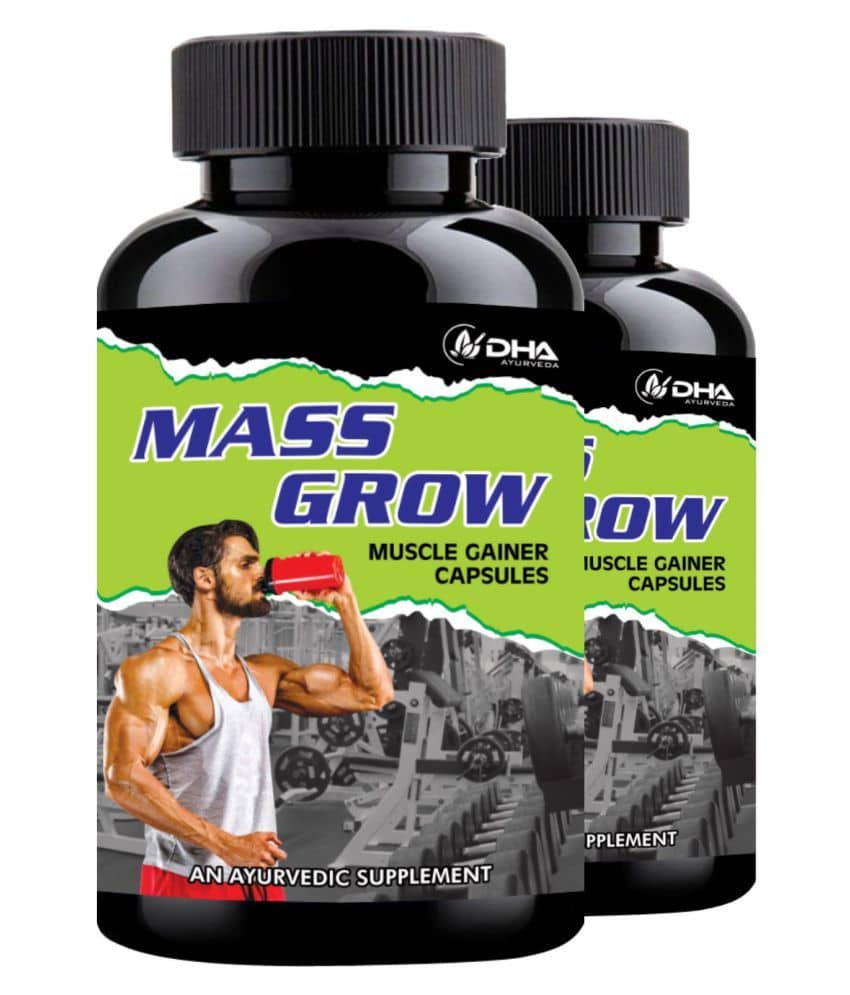 Dha Ayurveda Mass Grow Herbal Muscle Grow Supplement Capsule 60 No.S Pack of 2
