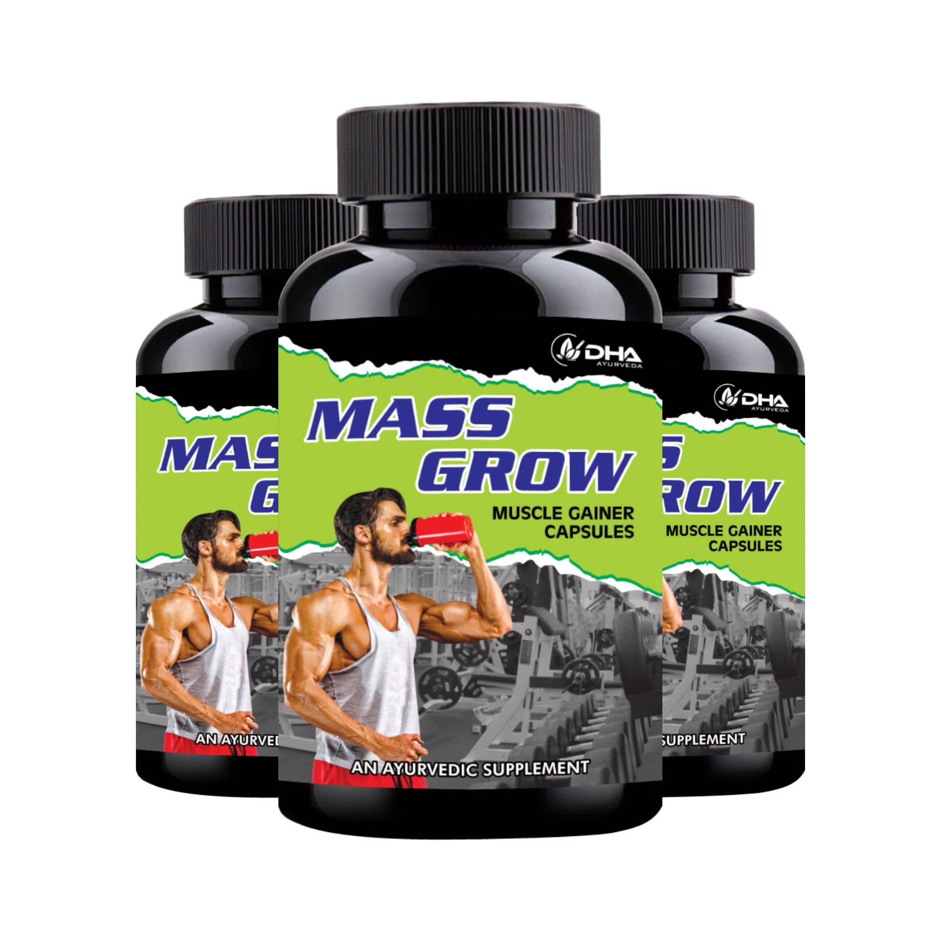 Dha Ayurveda Mass Grow Herbal Muscle Grow Supplement Capsule 90 No.S Pack of 3