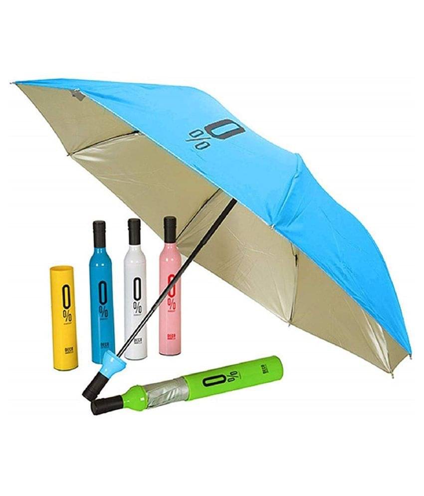 PRACHI CREATION Folding Umbrella With Wine Bottle Cover Waterproof Ultra Protective UV Mini Portable Umbrellas(Assorted Colour) PRACHI CREATION Folding Umbrella With Wine Bottle Cover Waterproof Ultra Protective UV Mini Portable Umbrellas(Assorted Colour)