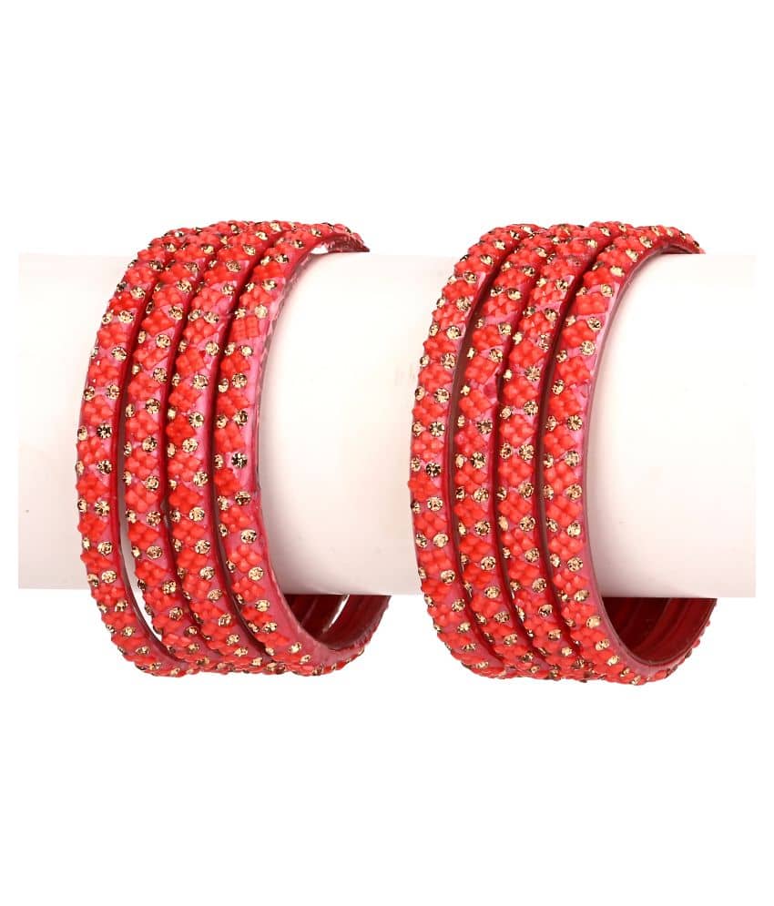 Somil Bridal Wedding Party Collection Festival Glass Kada/ Bangles Set, Pink, 8 Bangles With Box - Bangles & Bracelets | Buy online on ZillyBuy