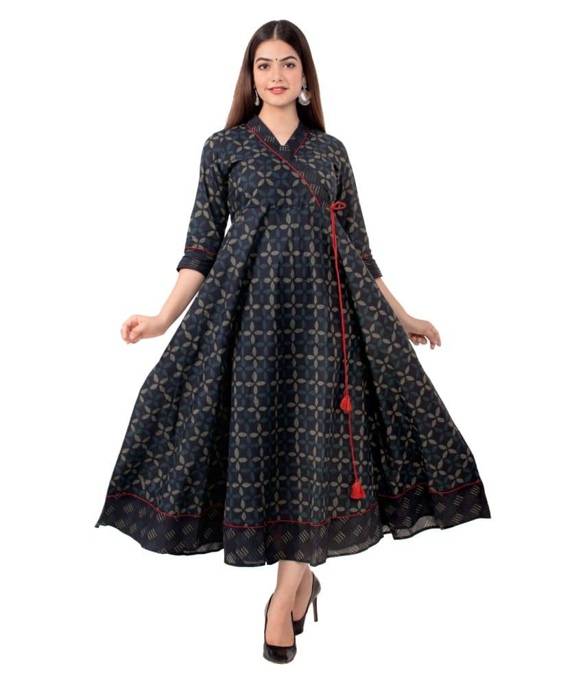 miravan Blue Cotton Angrakha Kurti - Kurtis, Tunics | Buy online on ZillyBuy