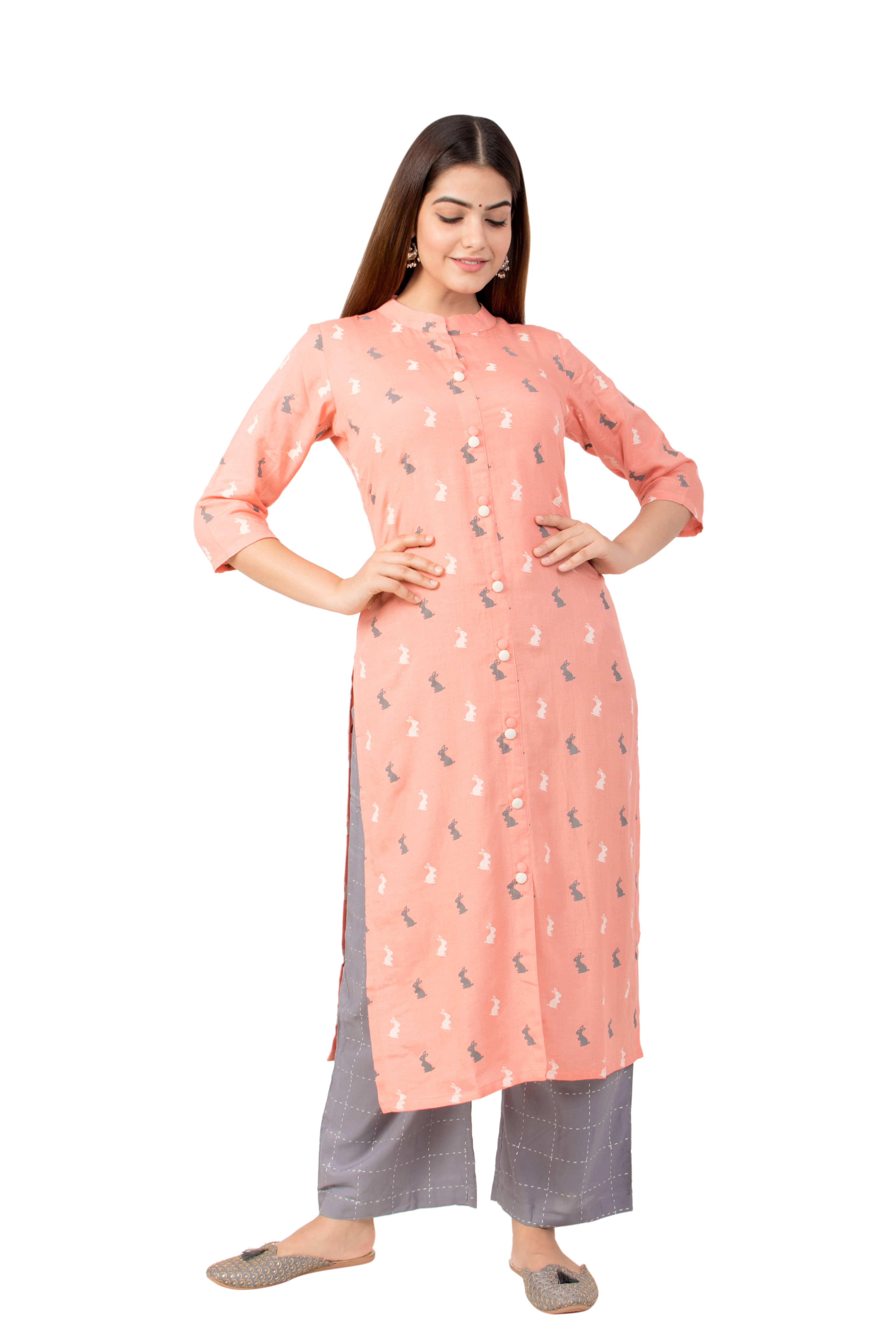 miravan Cotton Kurti With Palazzo - Stitched Suit