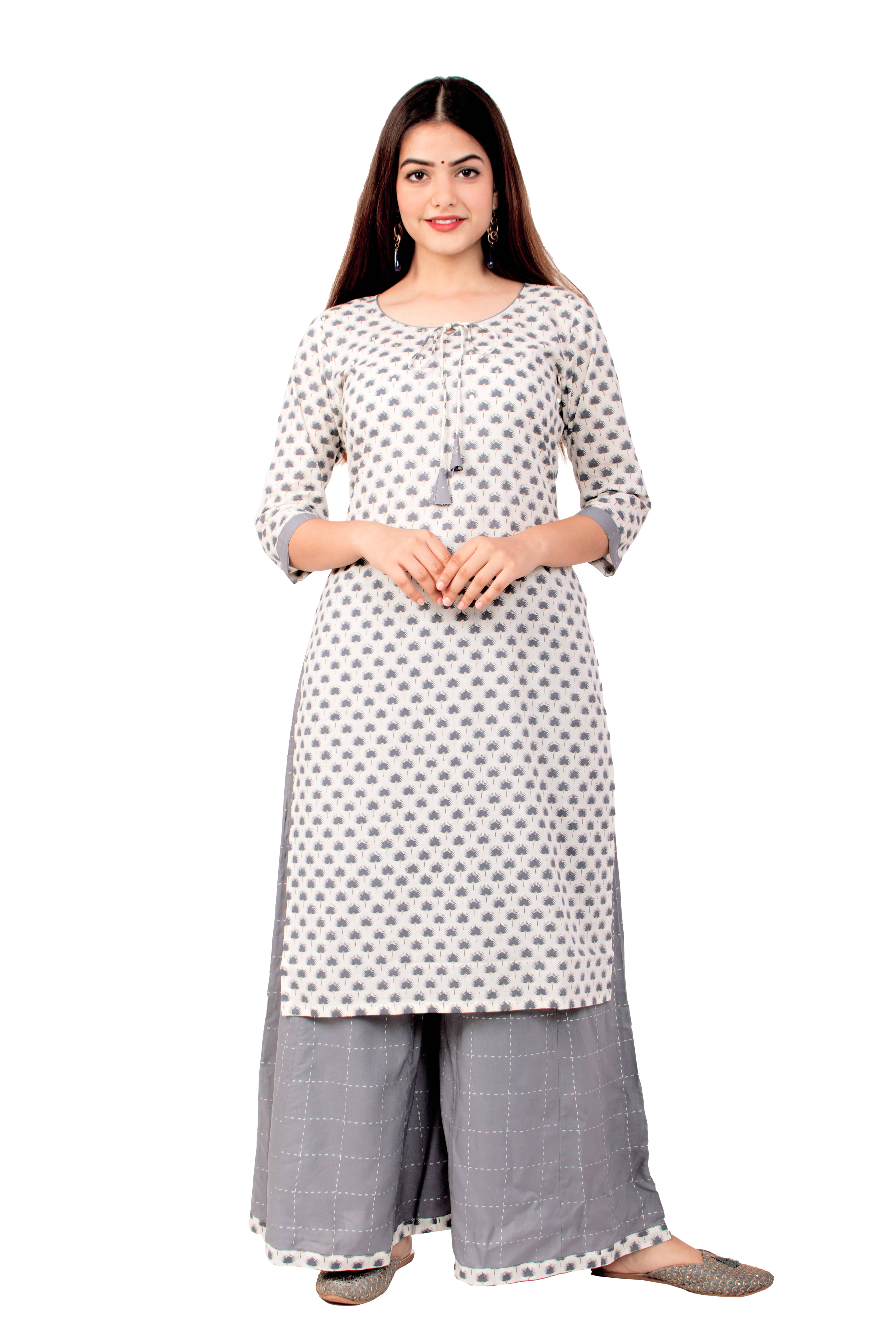 miravan Cotton Kurti With Palazzo - Stitched Suit