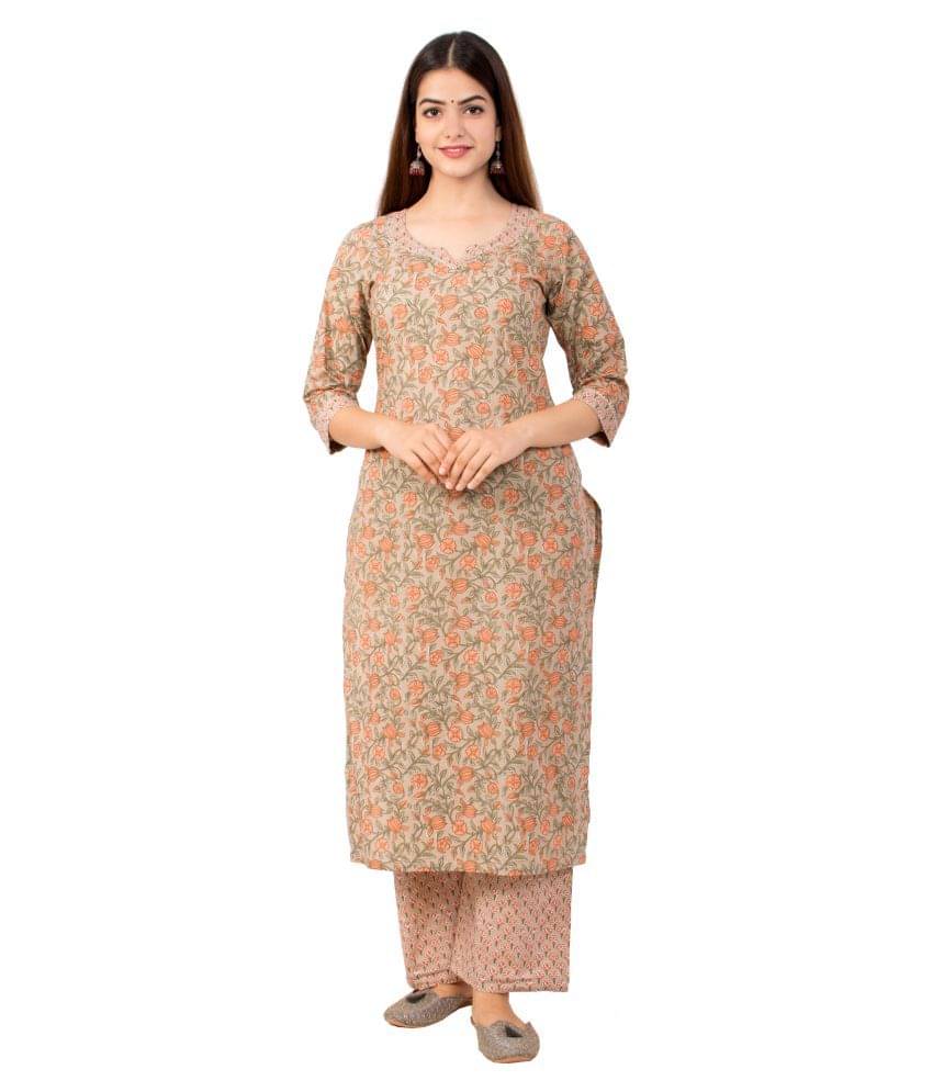 miravan Cotton Kurti With Palazzo - Stitched Suit     			miravan Cotton Kurti With Palazzo - Stitched Suit