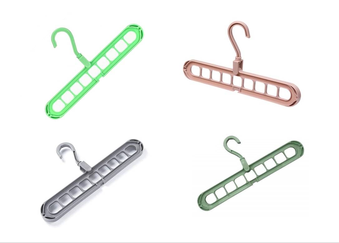 eBizMour™ 9 Holes design Wardrobe Space Saver Closet Organiser Smart Hanger, Anti-Skid Plastic 360 Degree Swivel Hook Set of 4     			eBizMour™ 9 Holes design Wardrobe Space Saver Closet Organiser Smart Hanger, Anti-Skid Plastic 360 Degree Swivel Hook Set of 4
