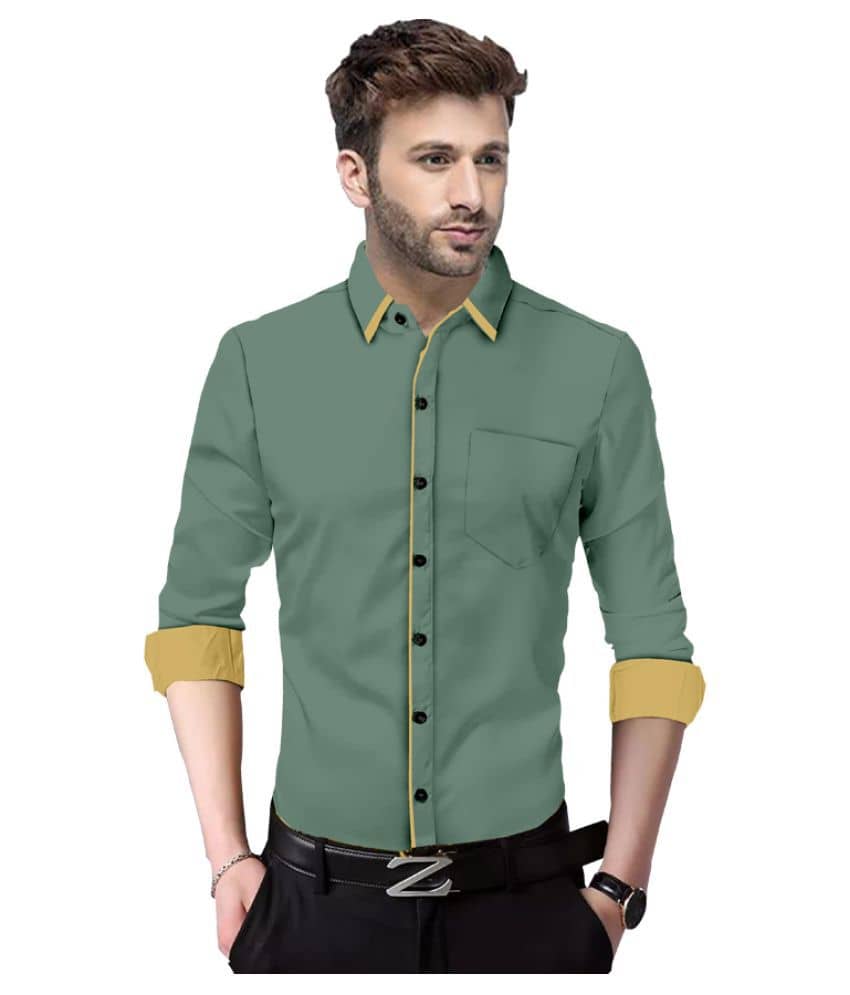 P&V CREATIONS Cotton Blend Slim Fit Solids Men's Casual Shirt - Grey ( Pack of 1 )