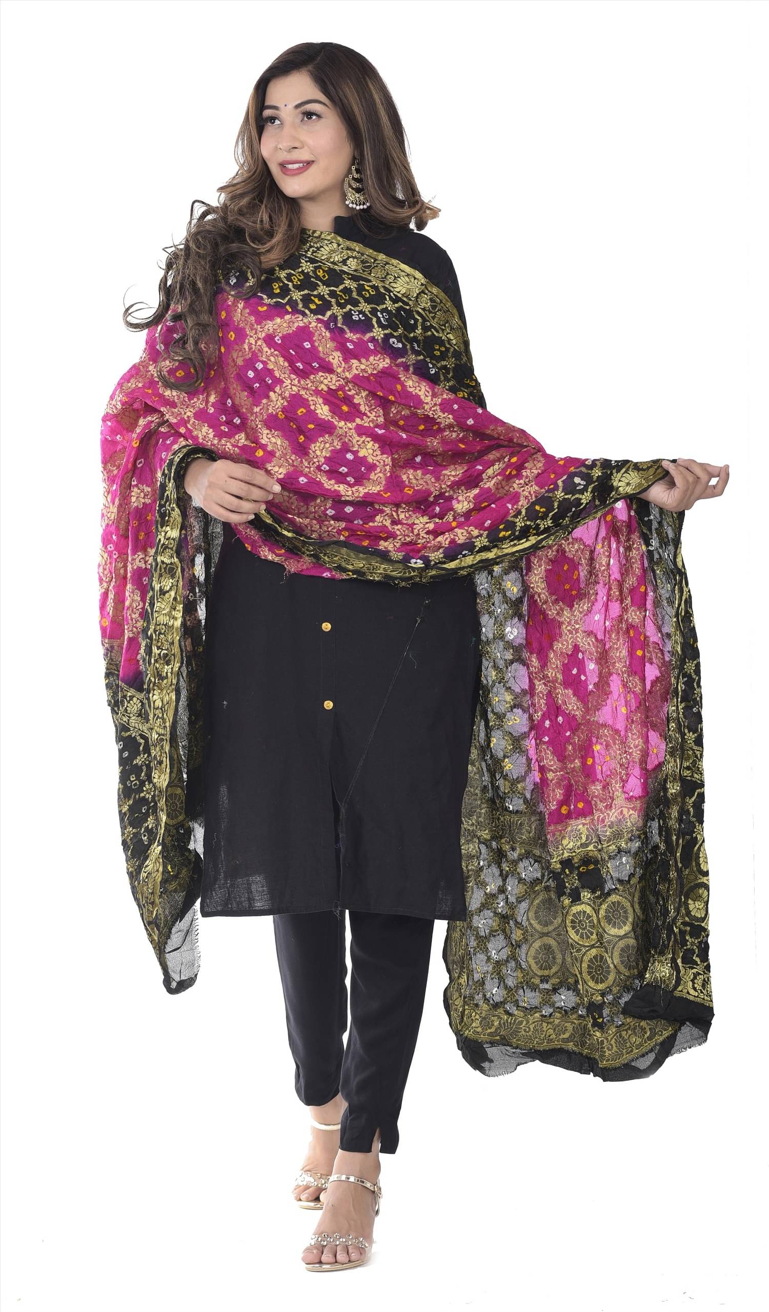     			Raj Pink Banarasi Silk Dupatta