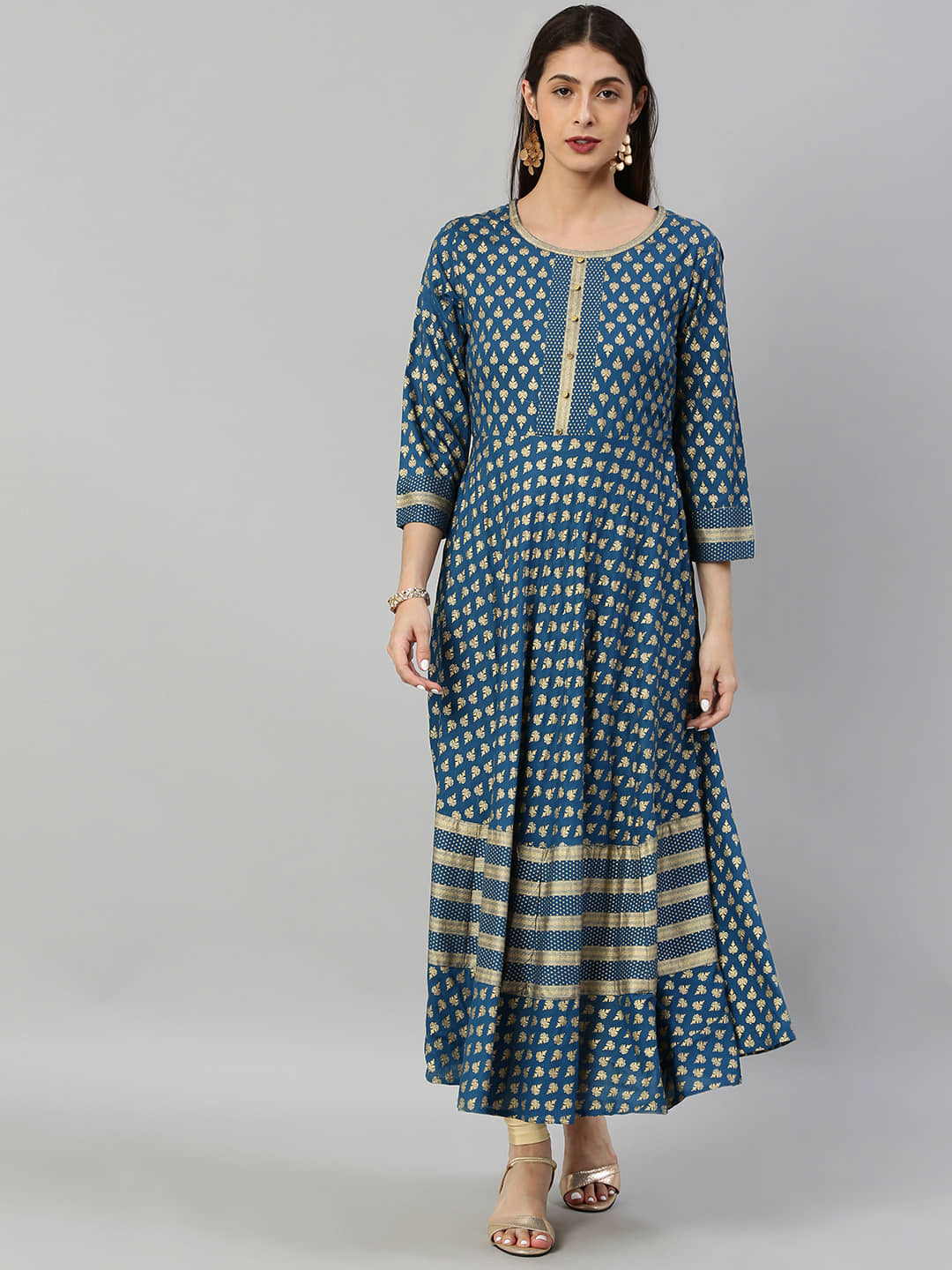Yash Gallery Pack of 1 Rayon Printed Anarkali Women's Kurti - ( Blue ) - Kurtis, Tunics | Buy online on ZillyBuy