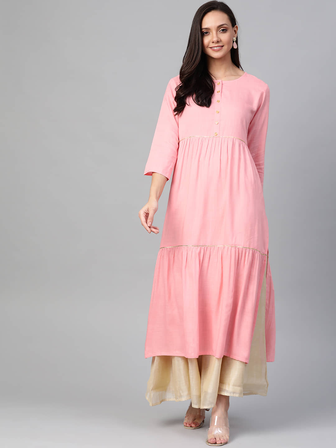 Yash Gallery Women Rayon A-line Dress ( Pink )
