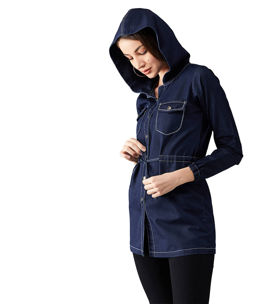 Dolce Crudo Denim Navy Hooded Jackets Dolce Crudo Denim Navy Hooded Jackets