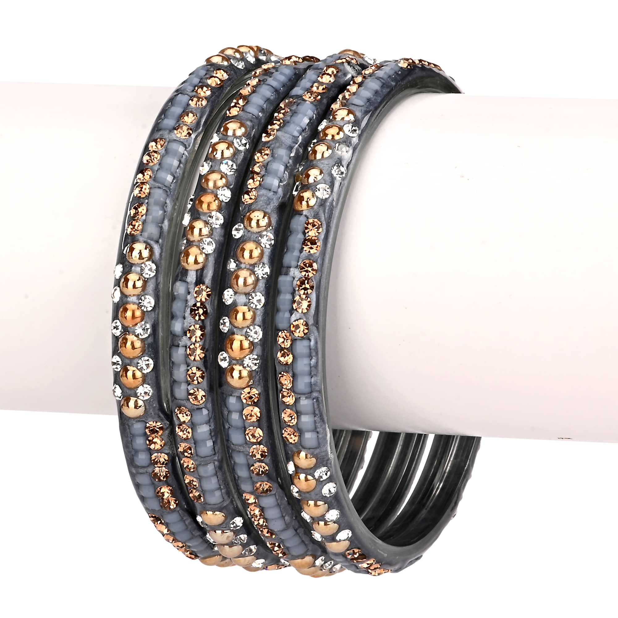 Somil Bridal Wedding Party Collection Festival Glass Kada Set Grey With Box - Bangles & Bracelets | Buy online on ZillyBuy
