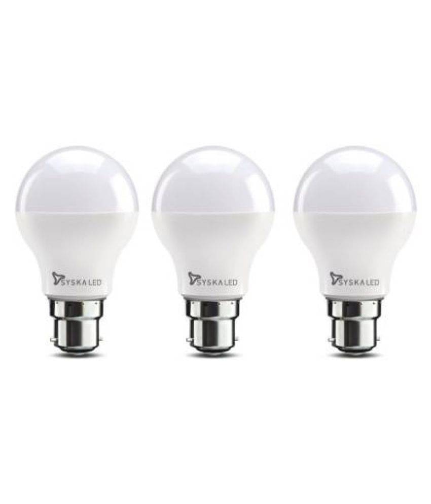     			Syska 9W LED Bulbs Cool Day Light - Pack of 3