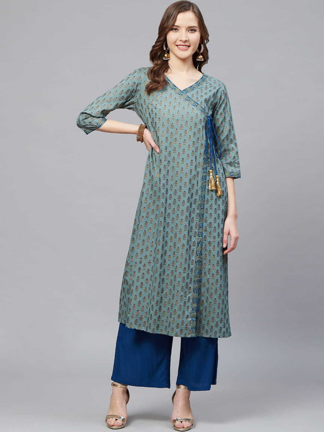     			Yash Gallery Rayon Kurti With Palazzo Women's Stitched Salwar Suit - Green ( )