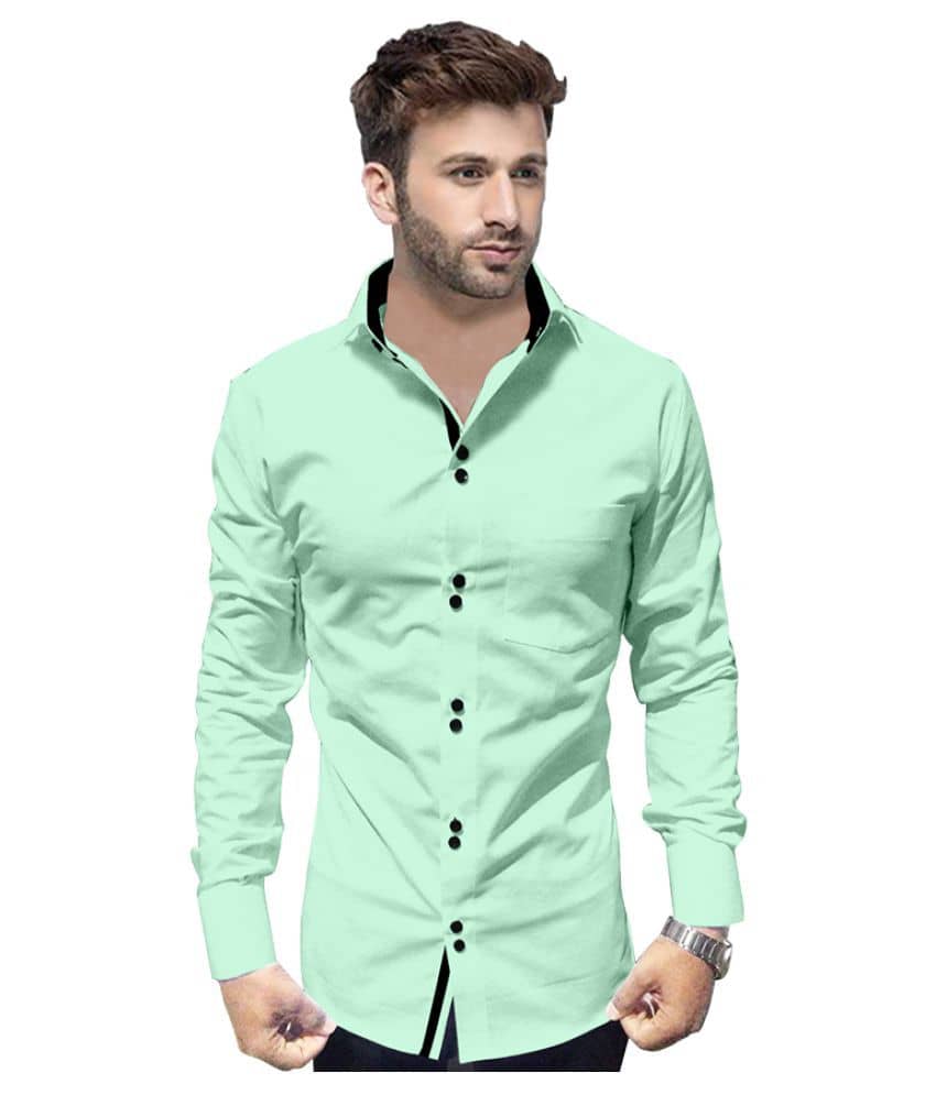 P&V - Green Cotton Blend Regular Fit Men's Casual Shirt (Pack of 1)