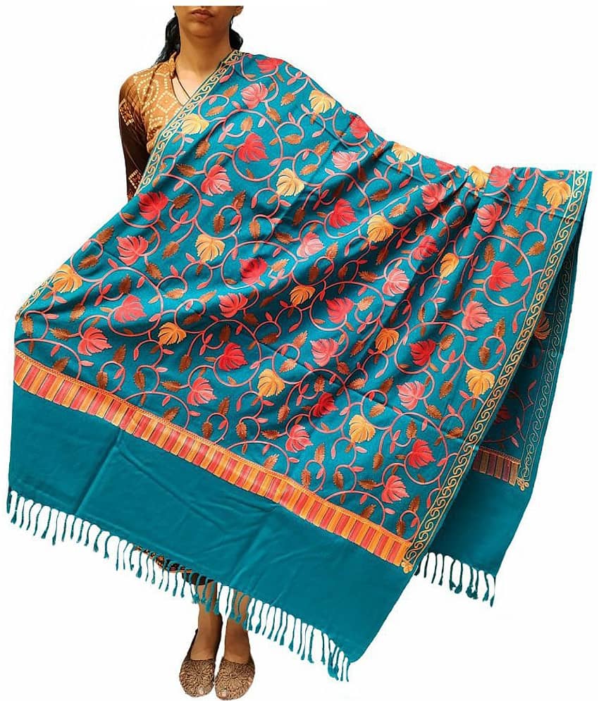 Varun Cloth House Blue Ari Embroidery Shawl - Dupattas & Shawls | Buy online on ZillyBuy