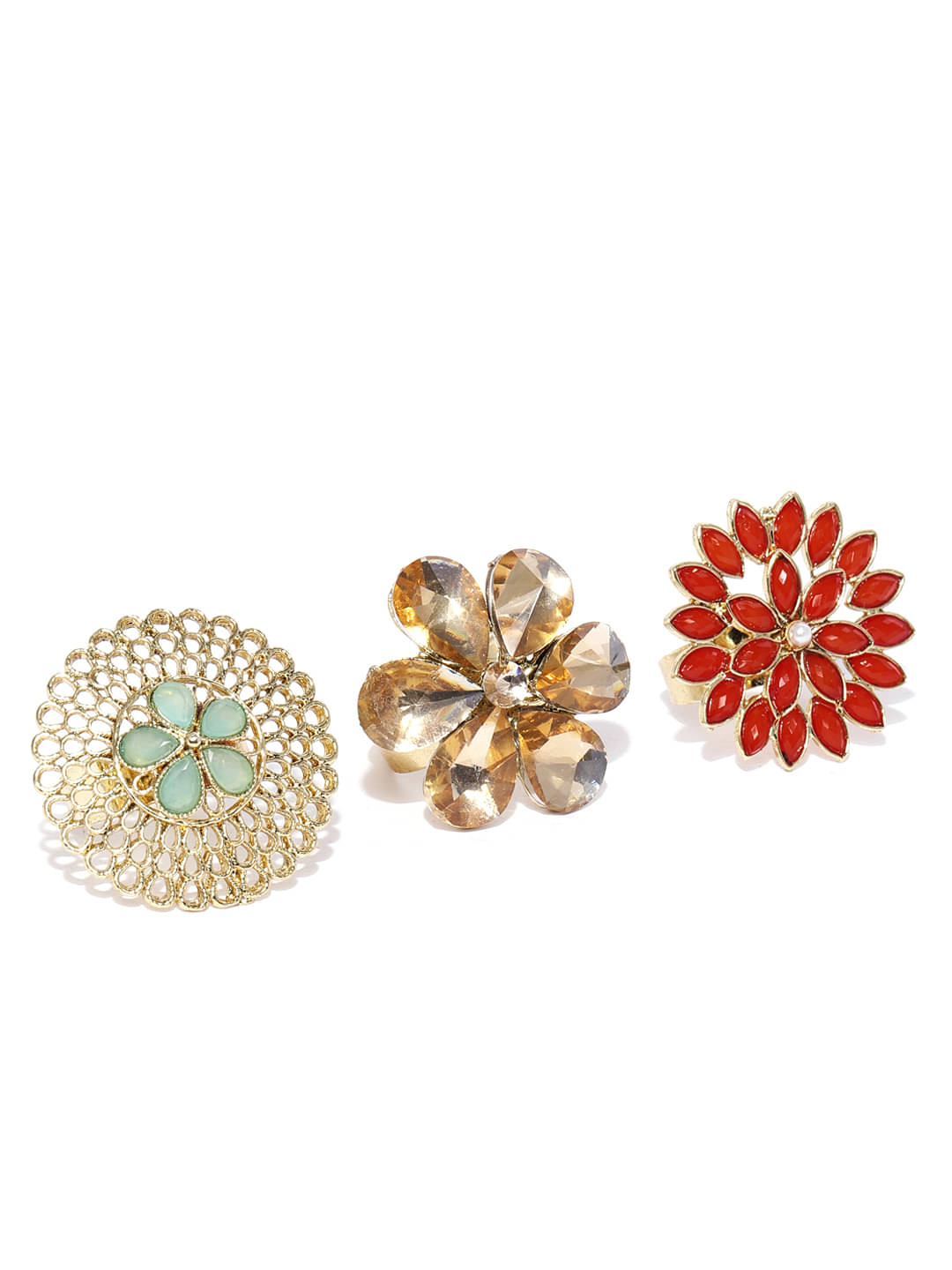 Asmitta Kundan Pearl Studded Fashion Jewellery Combo of 3 Adjustable Finger Ring for Women and Girls Asmitta Kundan Pearl Studded Fashion Jewellery Combo of 3 Adjustable Finger Ring for Women and Girls