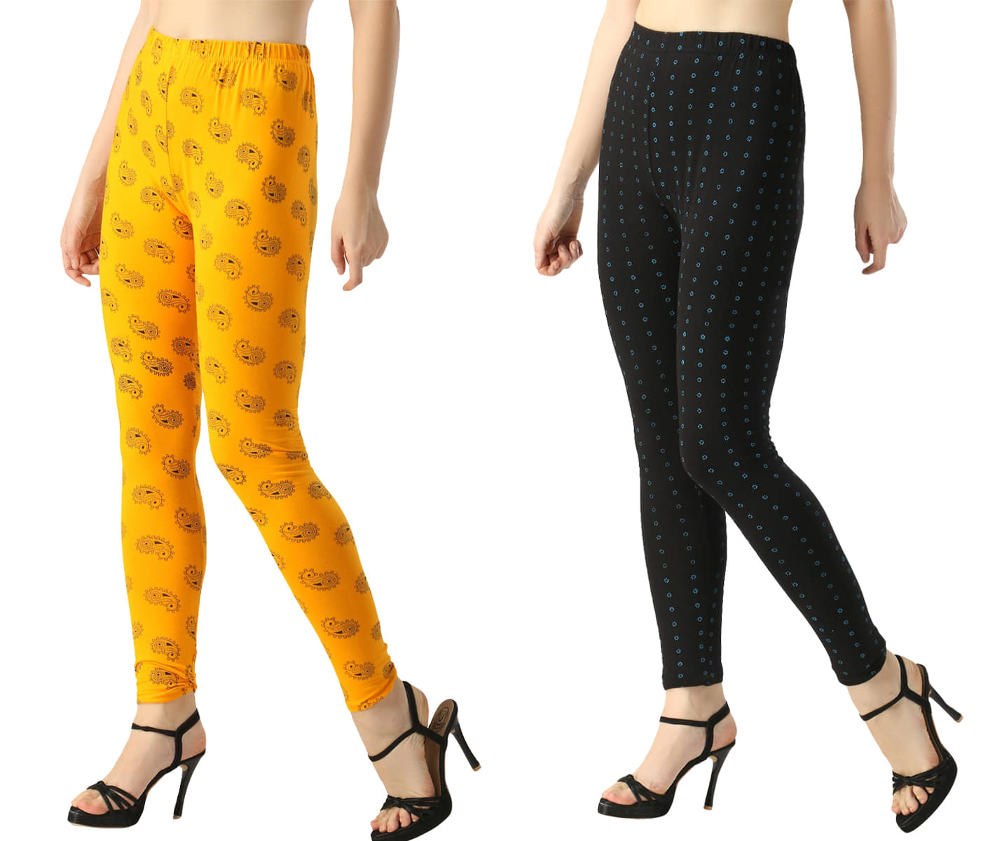     			FnMe - Yellow Cotton Women's Leggings ( Pack of 2 )
