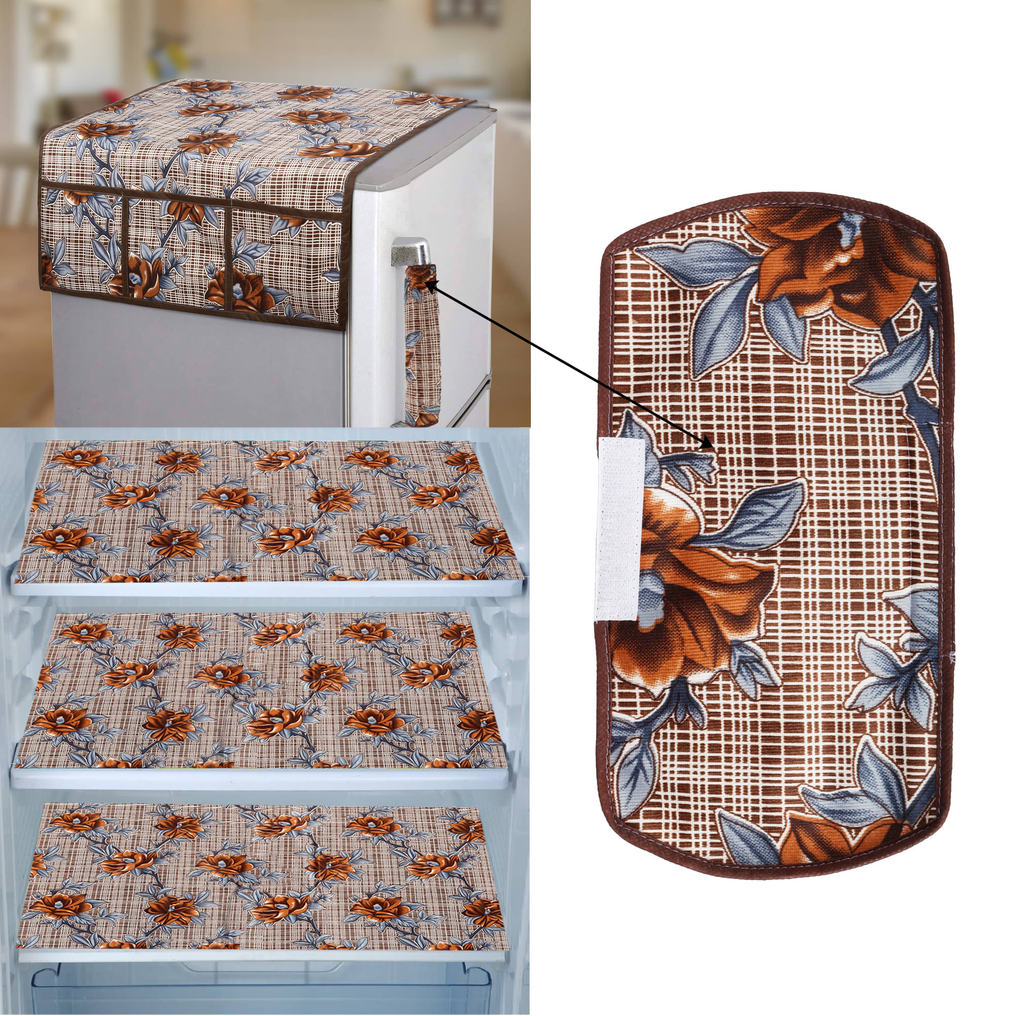     			E-Retailer Set of 5 PVC Brown Fridge Top Cover