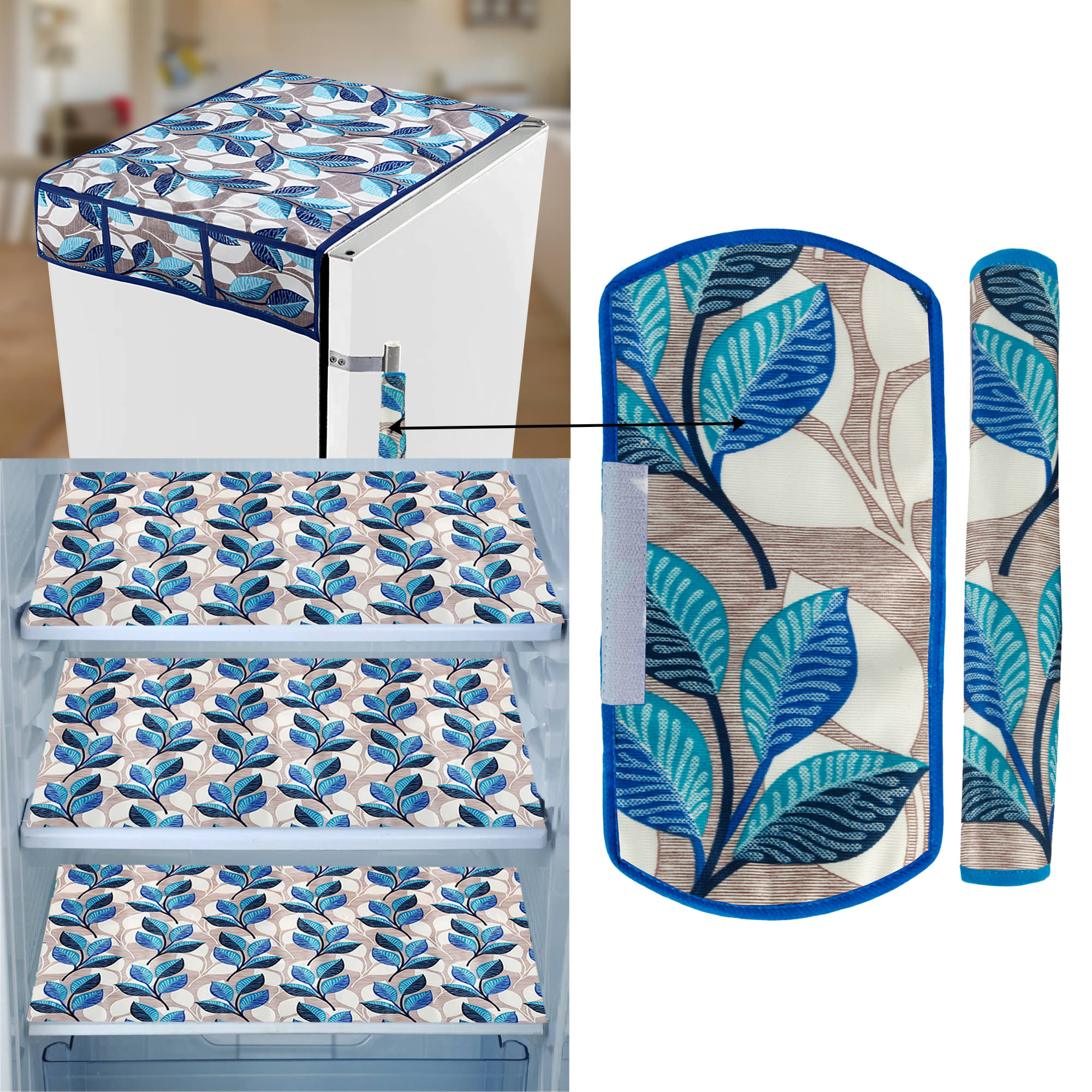 E-Retailer Set of 6 PVC Blue Fridge Top Cover E-Retailer Set of 6 PVC Blue Fridge Top Cover