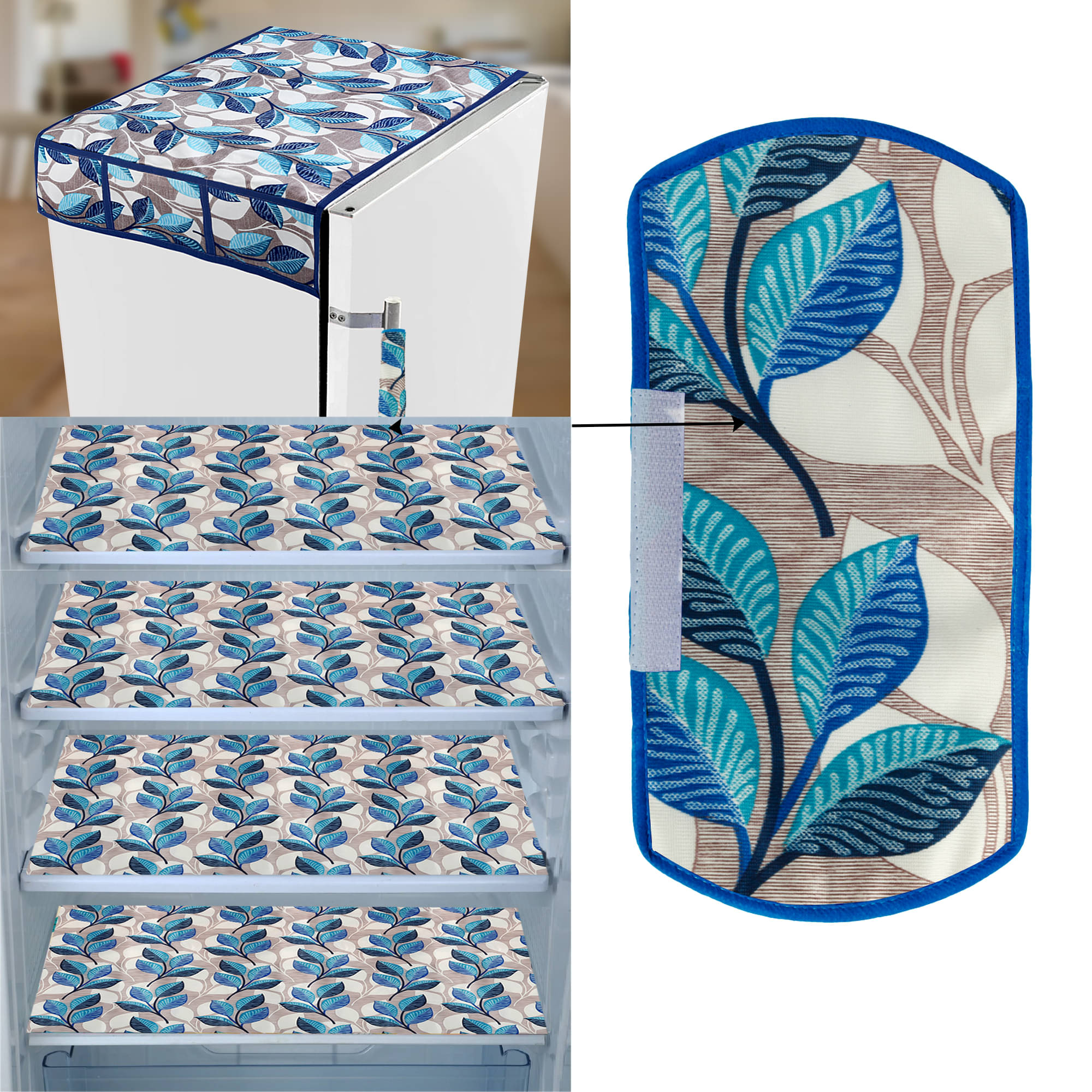 E-Retailer Set of 6 PVC Blue Fridge Top Cover E-Retailer Set of 6 PVC Blue Fridge Top Cover