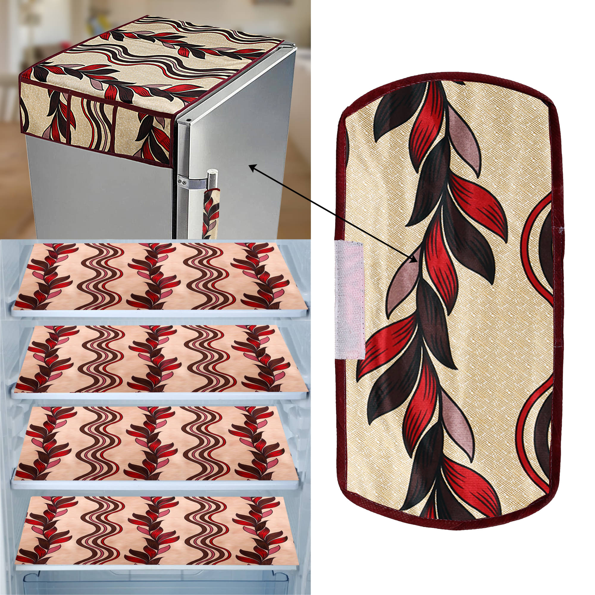 E-Retailer Set of 6 PVC Gold Fridge Top Cover E-Retailer Set of 6 PVC Gold Fridge Top Cover