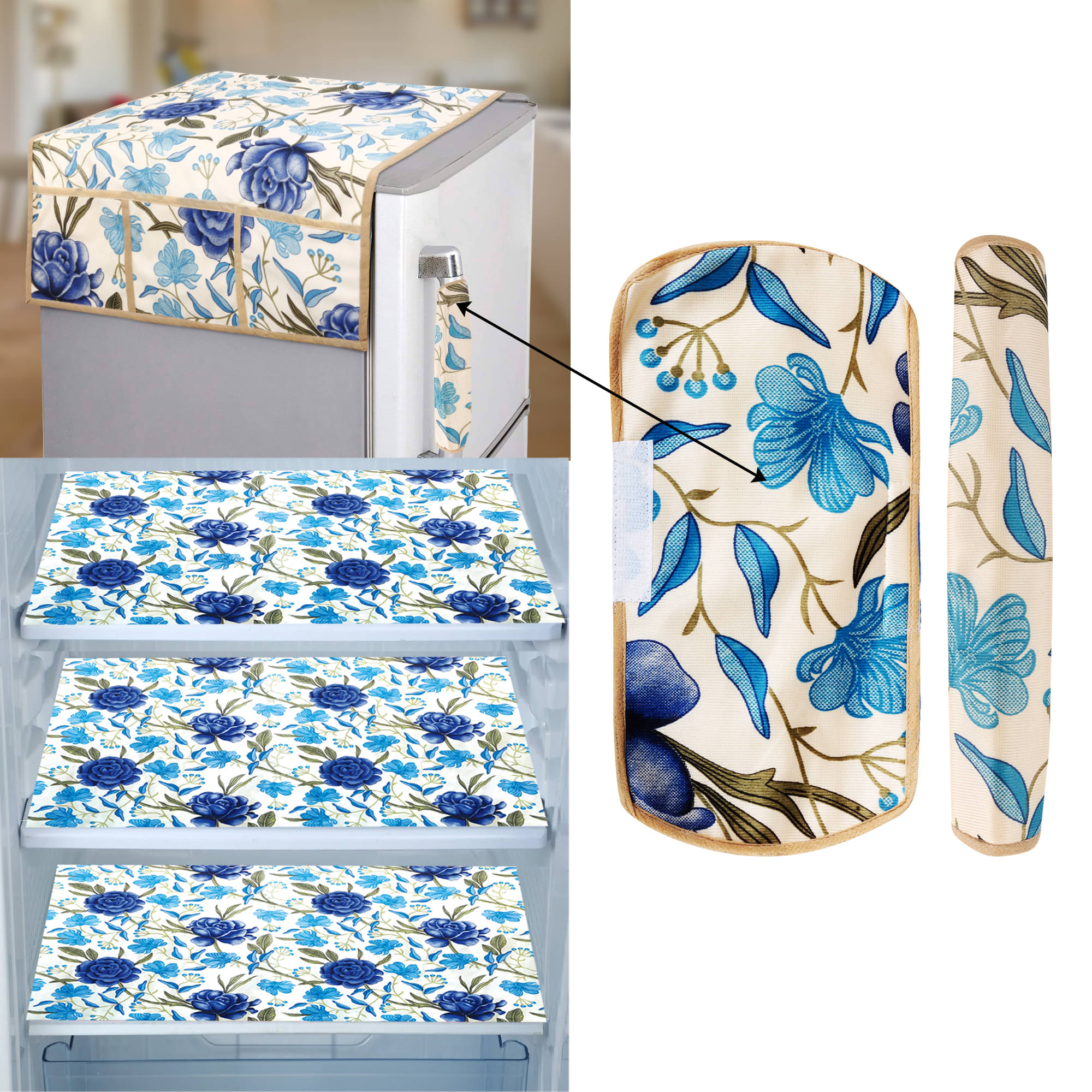     			E-Retailer Set of 6 PVC Blue Fridge Top Cover