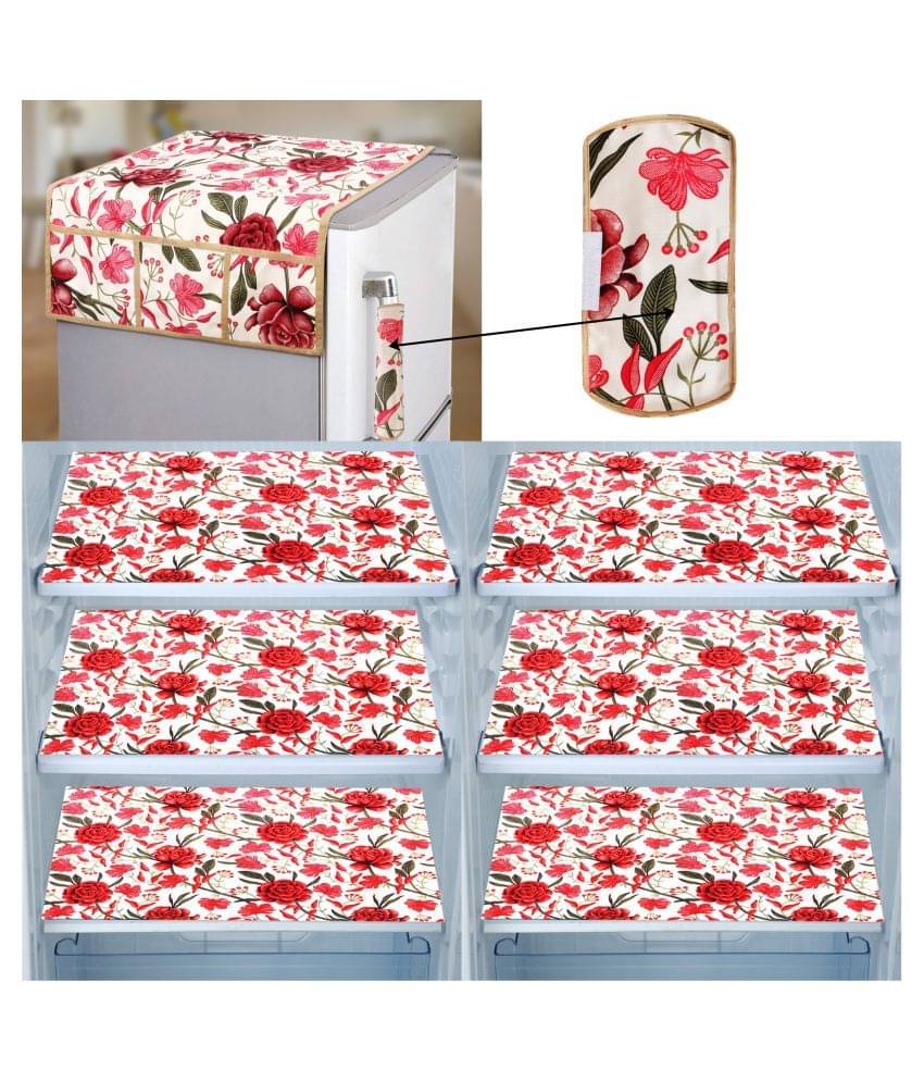 E-Retailer Set of 8 PVC Red Fridge Top Cover E-Retailer Set of 8 PVC Red Fridge Top Cover