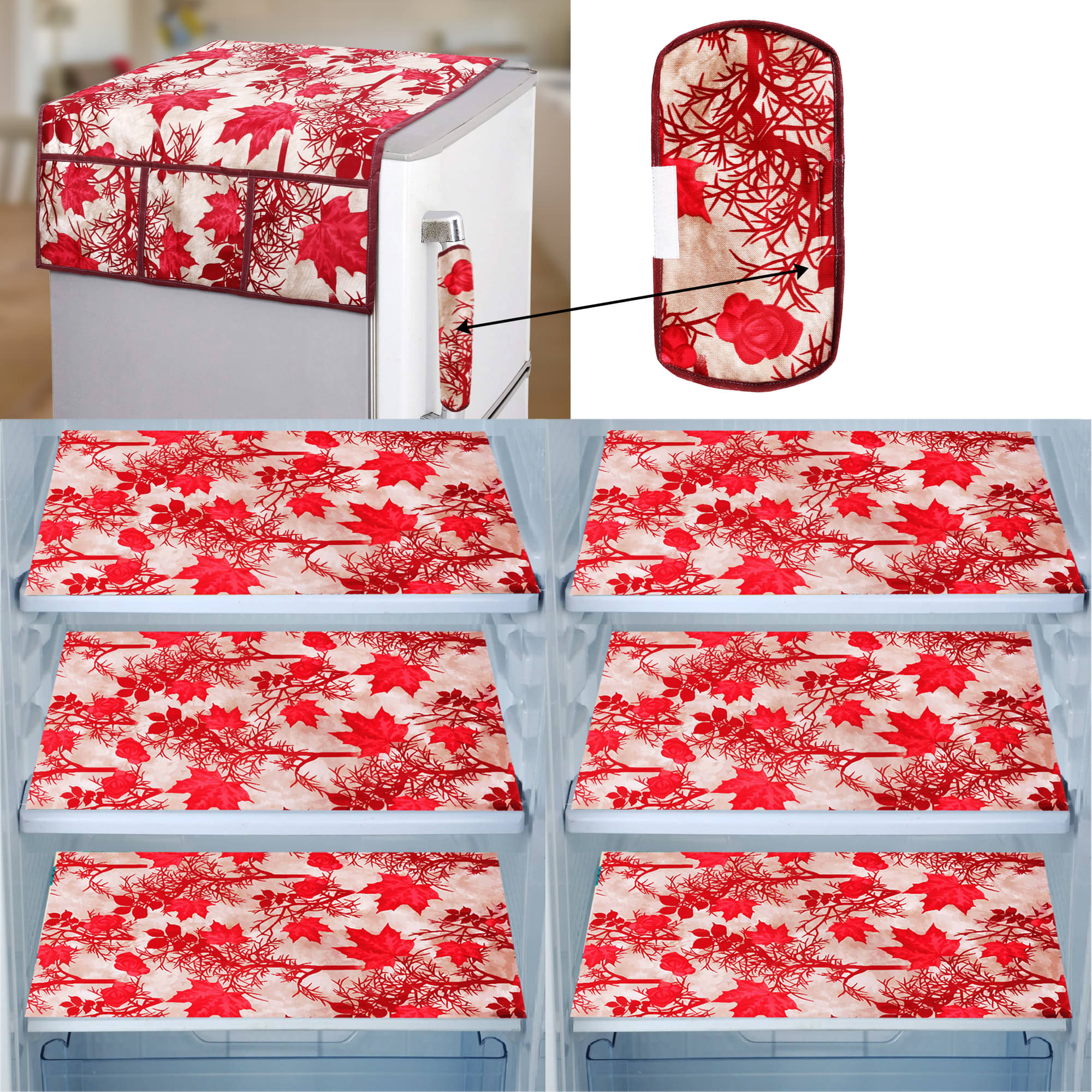 E-Retailer Set of 8 PVC Red Fridge Top Cover E-Retailer Set of 8 PVC Red Fridge Top Cover