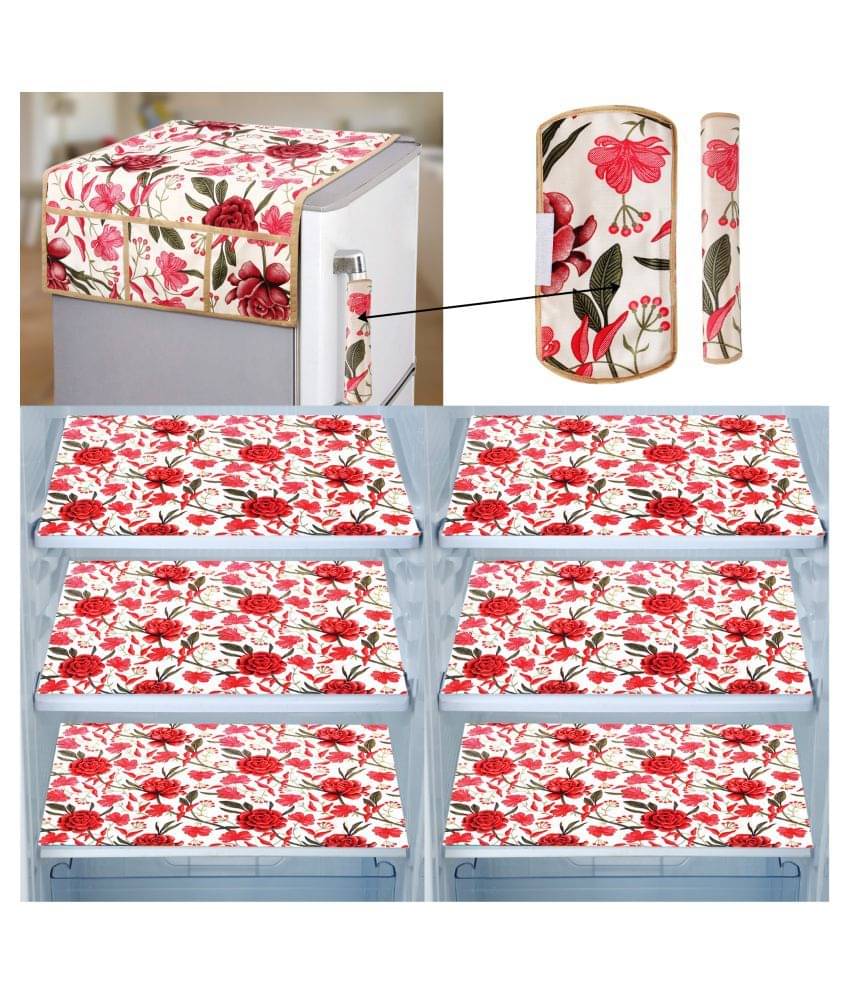 E-Retailer Set of 9 PVC Red Fridge Top Cover E-Retailer Set of 9 PVC Red Fridge Top Cover