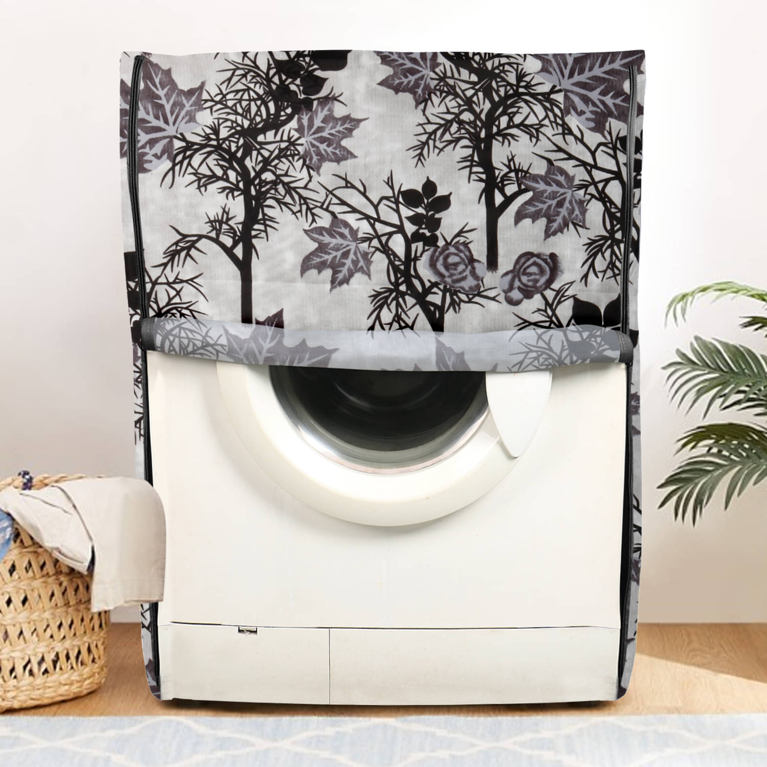     			E-Retailer Single Polyester Black Washing Machine Cover for Universal 7 kg Front Load