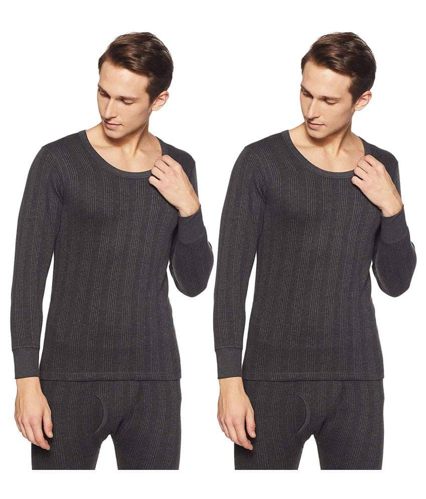     			Dixcy Scott - Charcoal Cotton Men's Thermal Tops ( Pack of 2 )