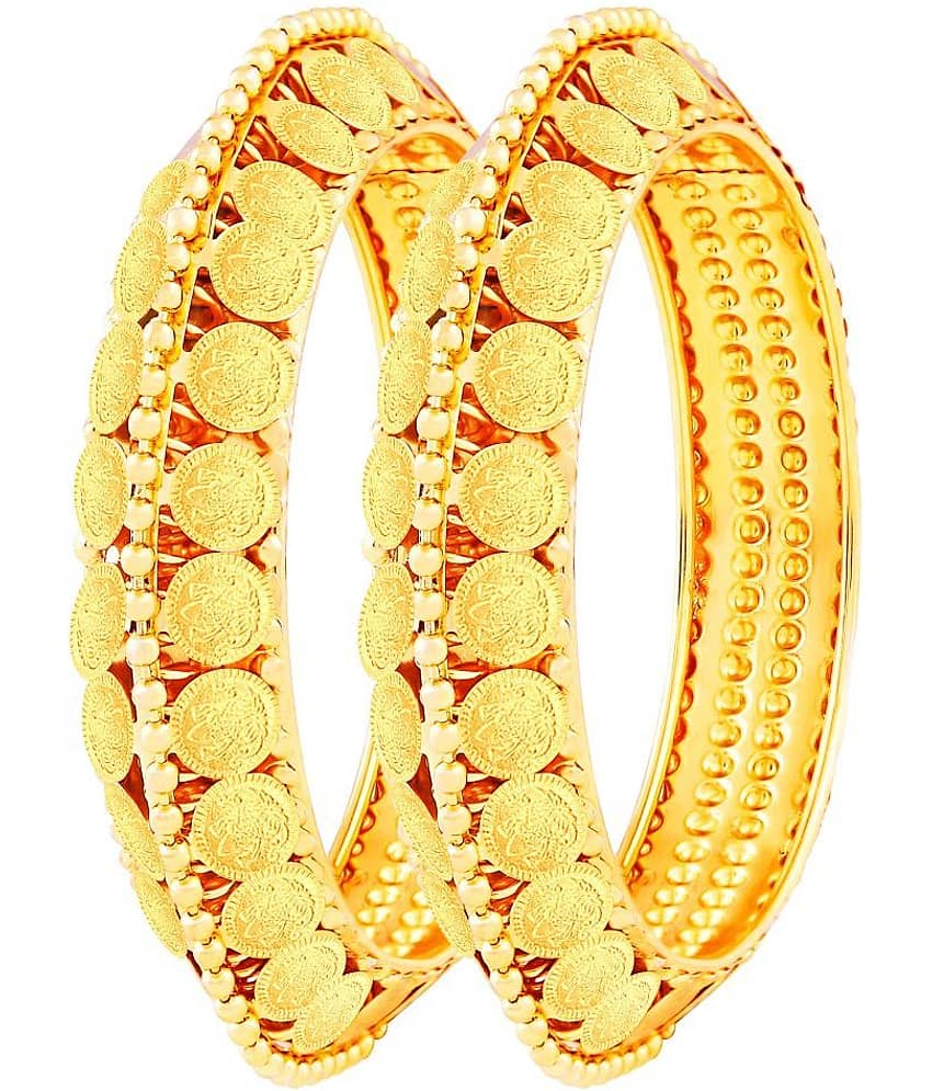 Asmitta Traditional Laxmi Coin Gold toned pair of Bangle for Women - Bangles & Bracelets | Buy online on ZillyBuy