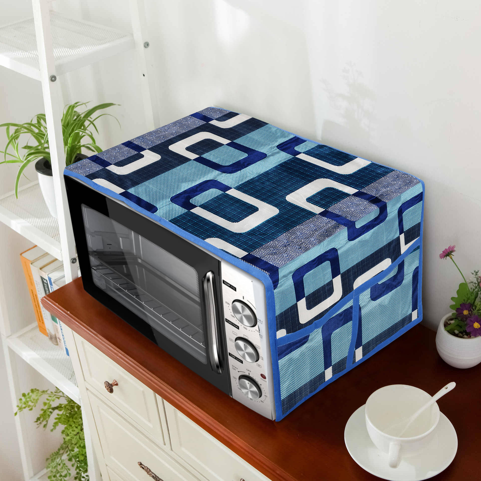 E-Retailer Single Polyester Blue Microwave Oven Cover - E-Retailer Single Polyester Blue Microwave Oven Cover -