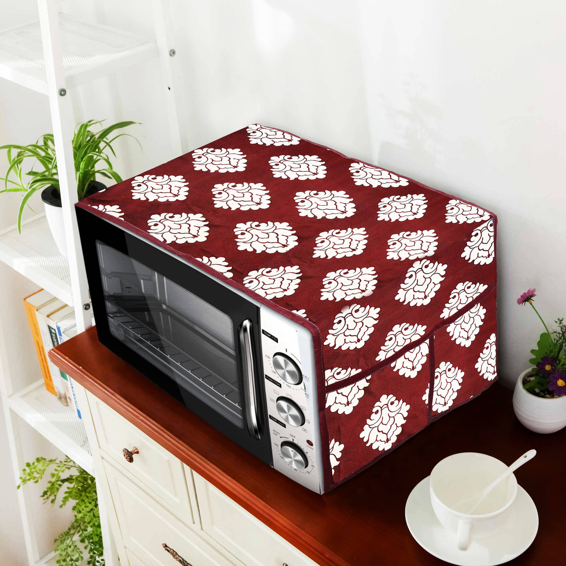 E-Retailer Single Polyester Maroon Microwave Oven Cover - E-Retailer Single Polyester Maroon Microwave Oven Cover -