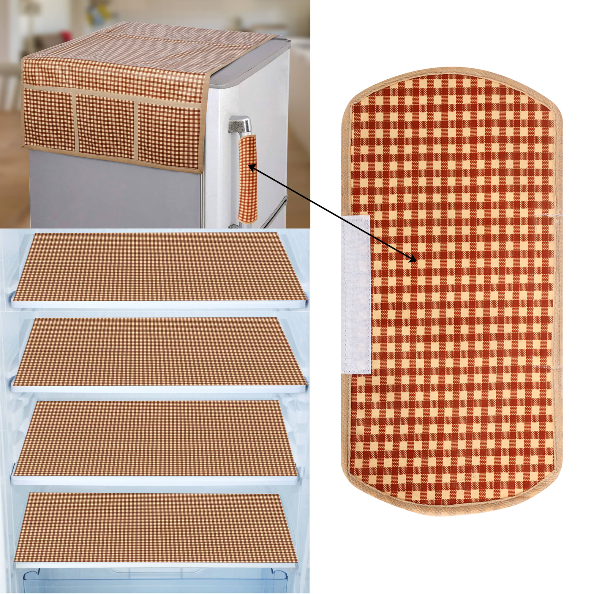 E-Retailer Set of 6 PVC Brown Fridge Top Cover E-Retailer Set of 6 PVC Brown Fridge Top Cover