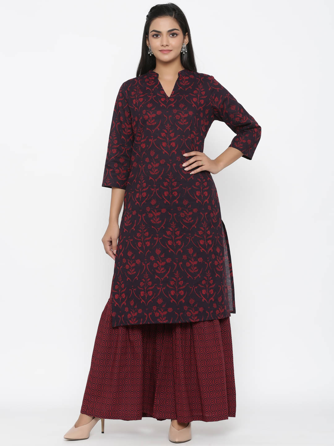     			miravan Cotton Kurti With Sharara And Gharara - Stitched Suit