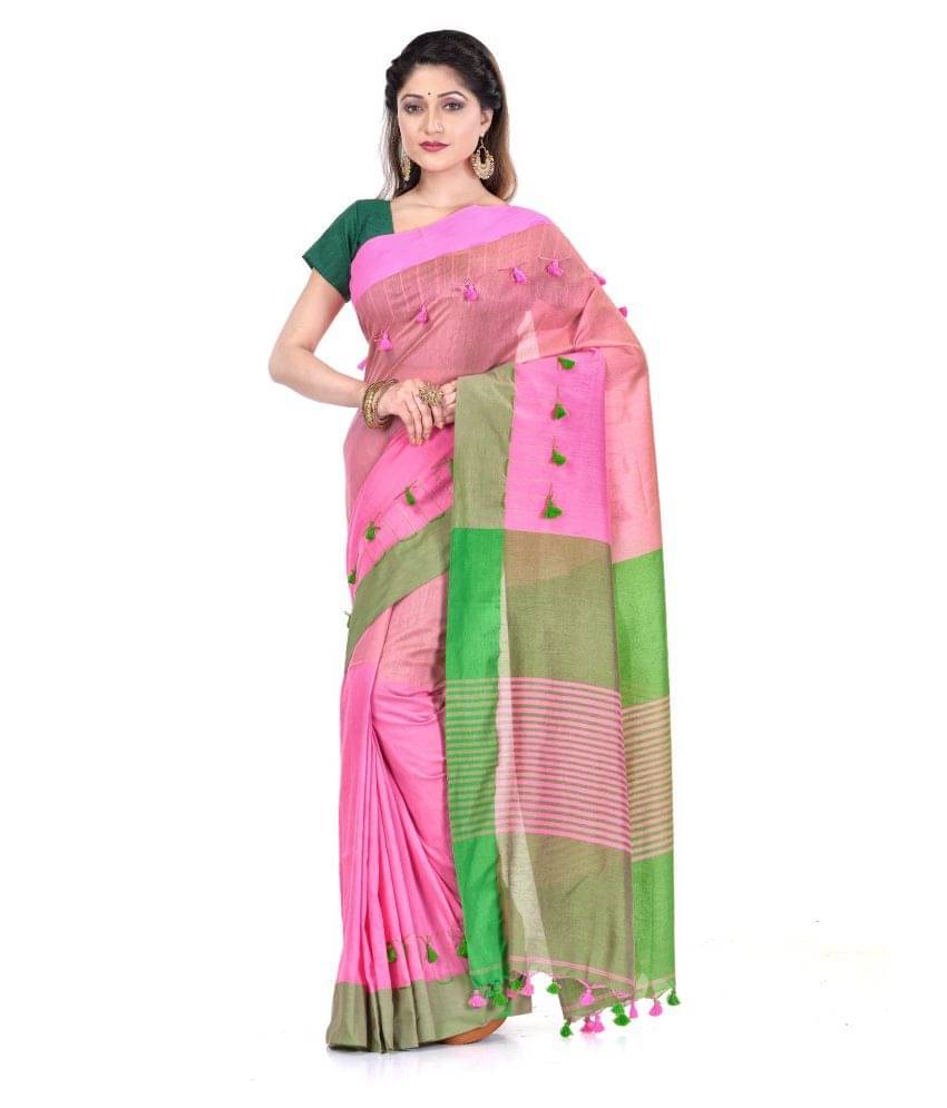     			Desh Bidesh Cotton Self Design Saree With Unstitched Blouse Piece ( Green )