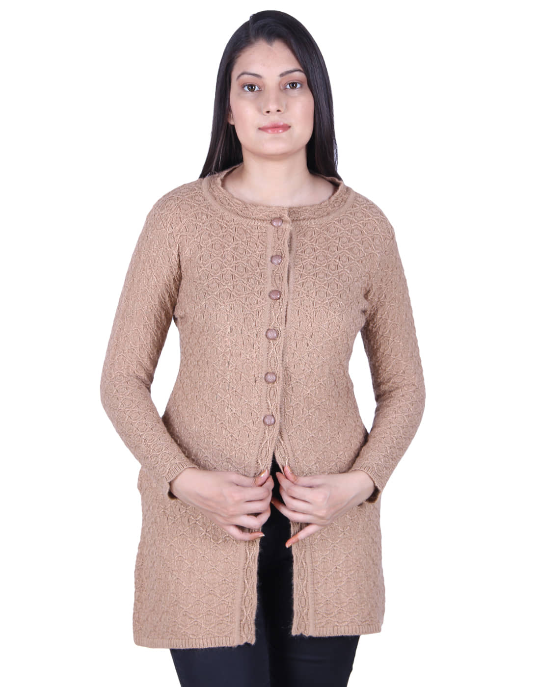 Ogarti Acrylic Beige Cardigans Dress