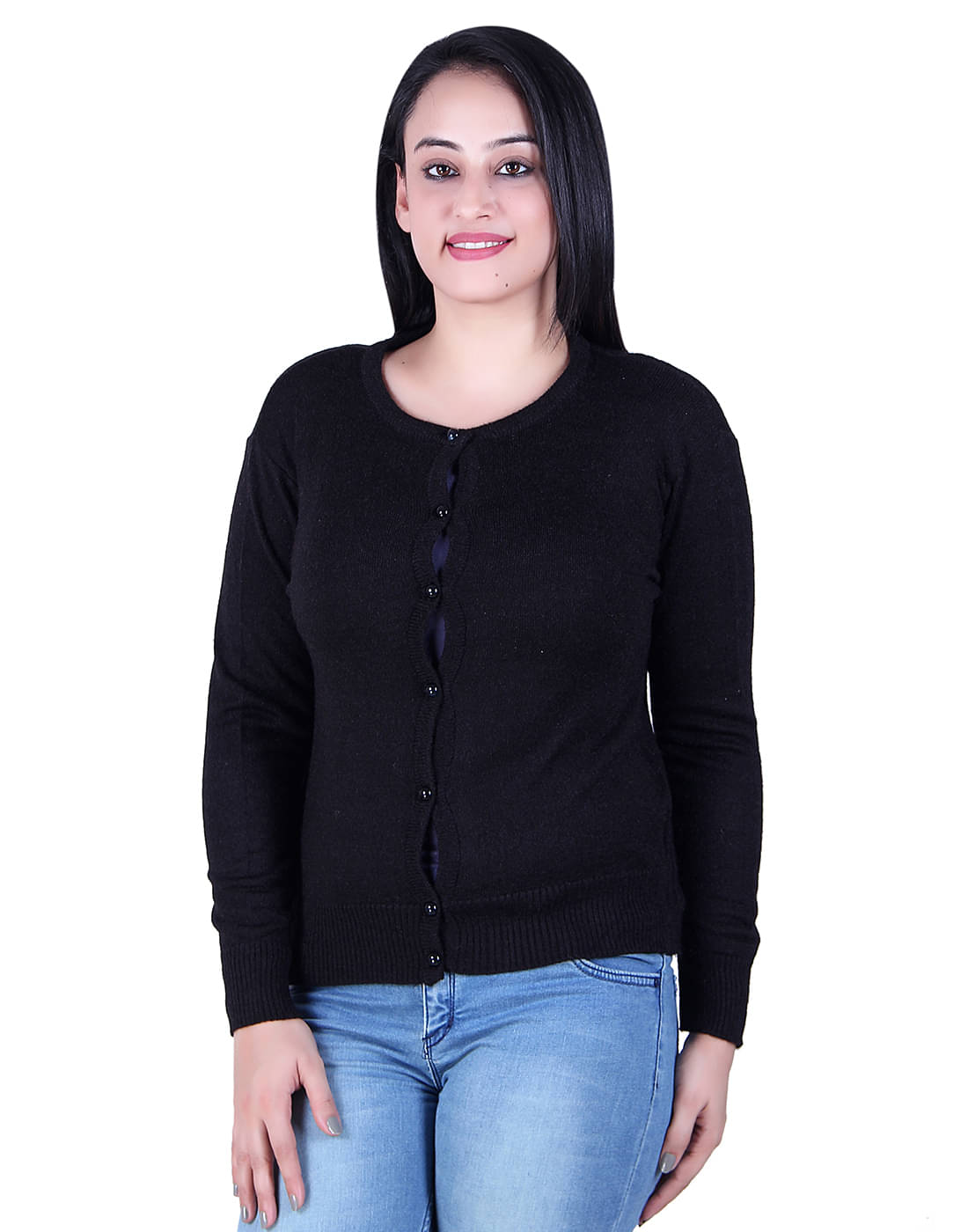     			Ogarti Acrylic Black Cardigans Dress