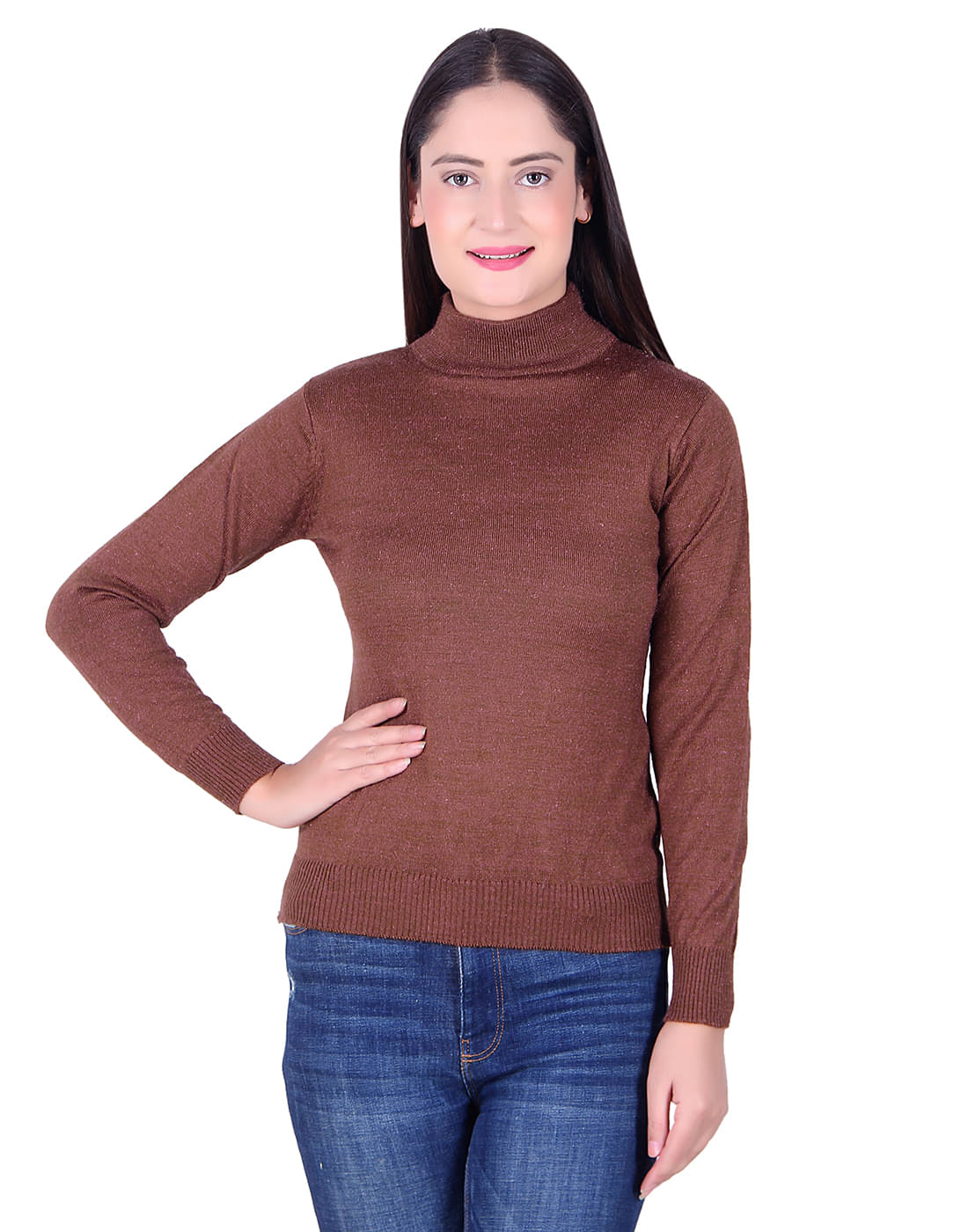 Ogarti Women Acrylic Round Neck Pullover ( Brown ) Ogarti Women Acrylic Round Neck Pullover ( Brown )