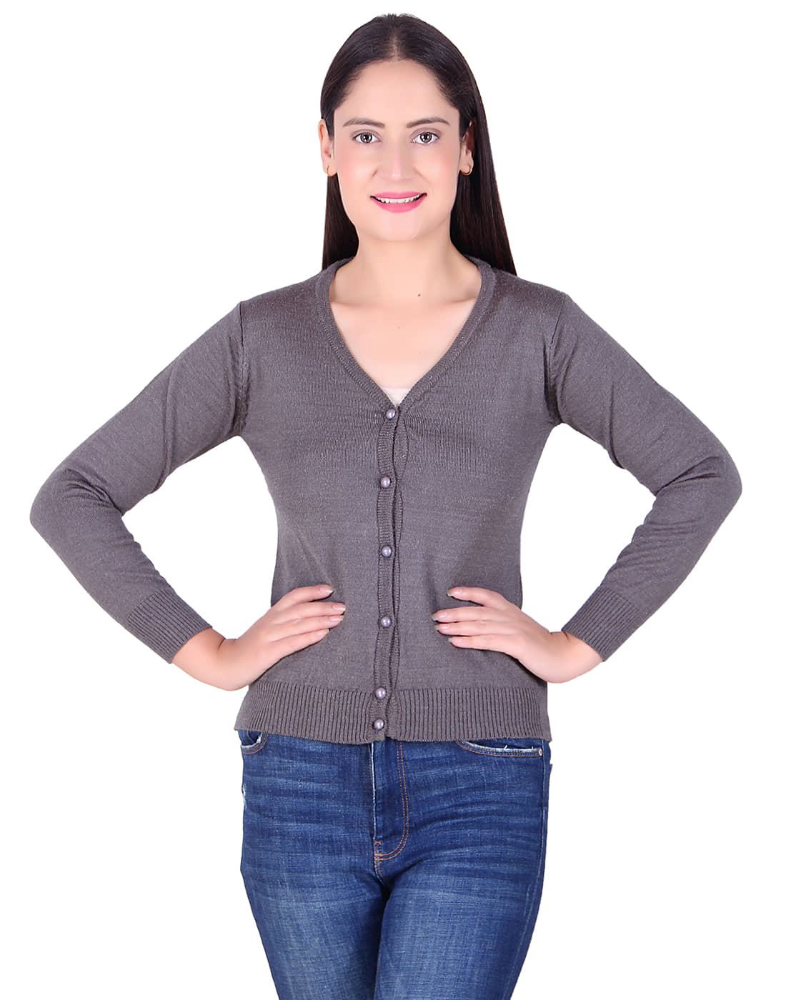 Ogarti Acrylic Grey Cardigans Dress