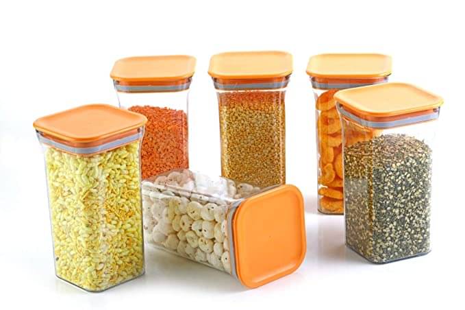 Analog Kitchenware Dal/Pulse/Grocery Polyproplene Orange Dal Container ( Set of 6 ) Analog Kitchenware Dal/Pulse/Grocery Polyproplene Orange Dal Container ( Set of 6 )