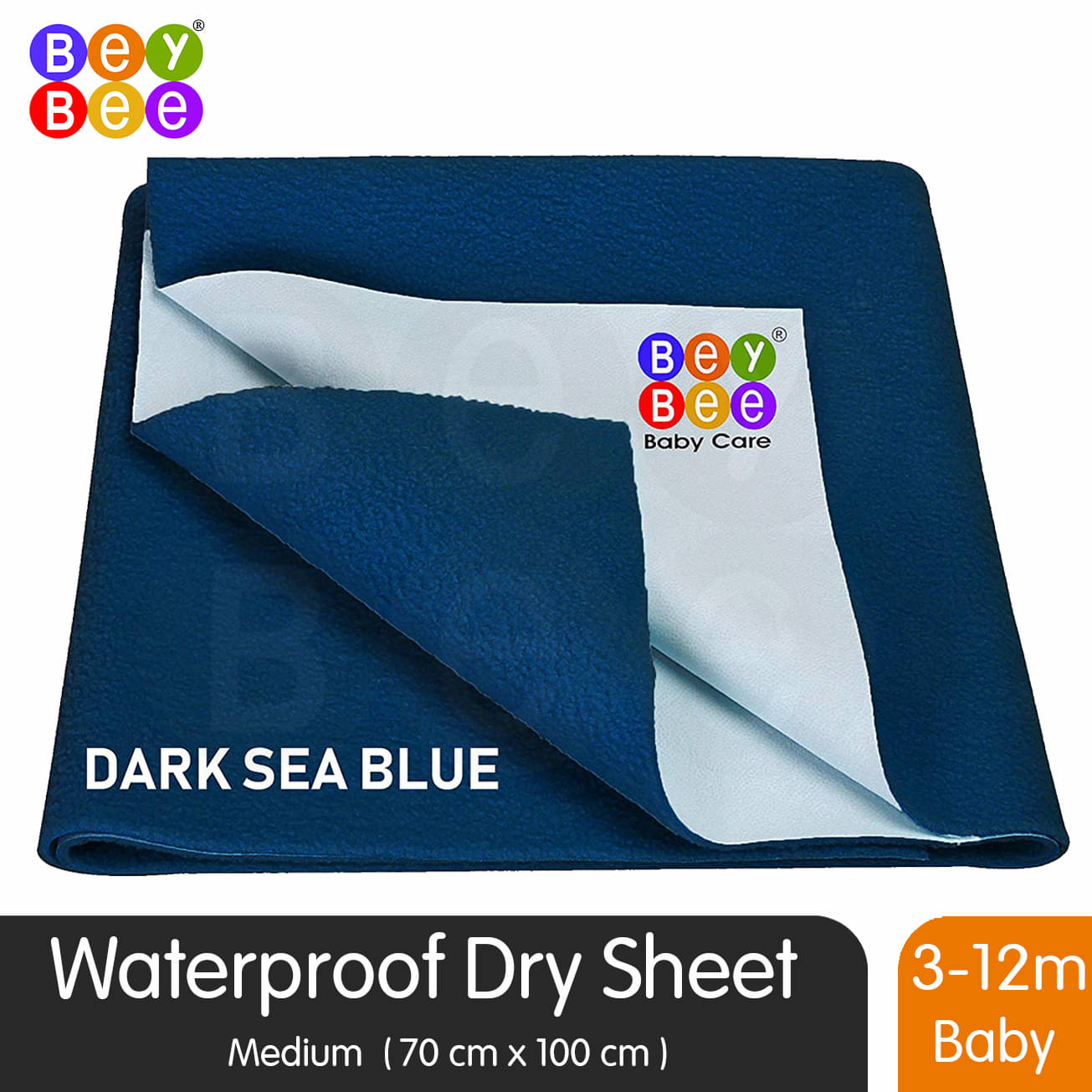     			BeyBee Dry Sheet (Medium (100cm X 70cm), Dark Sea Blue)