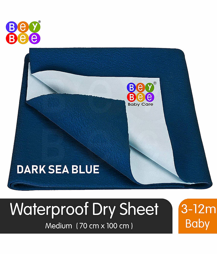 BeyBee Dry Sheet (Medium (100cm X 70cm), Dark Sea Blue)